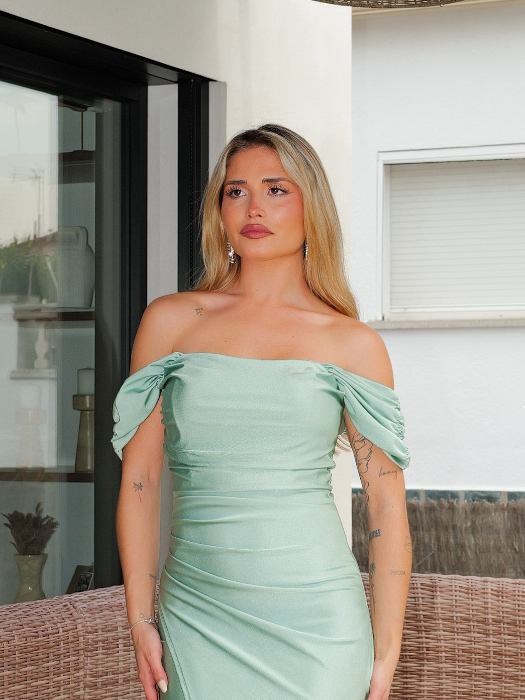 Vestido palabra manguito menta