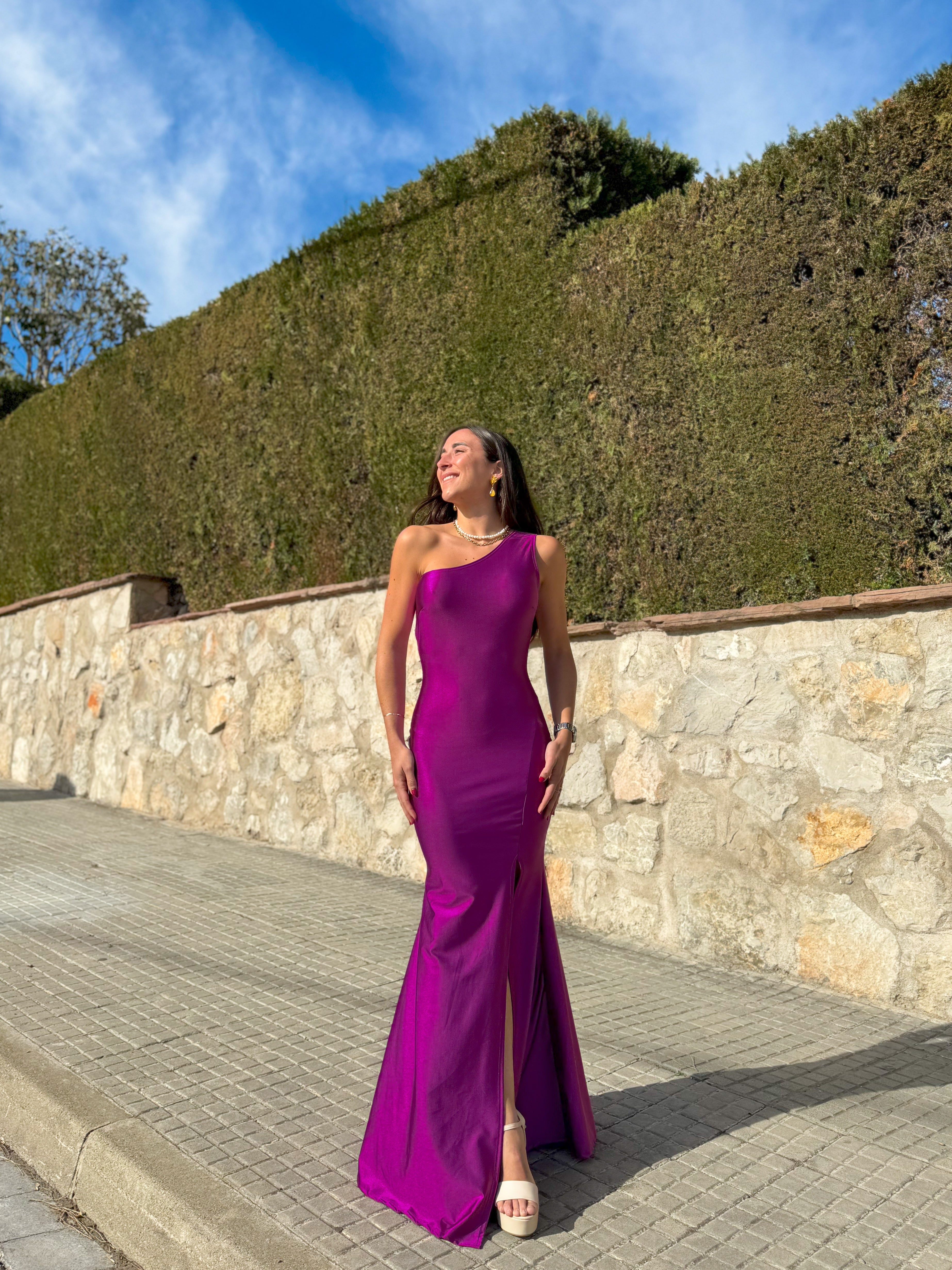 Dress asym back knot BOUGAINVILLEA