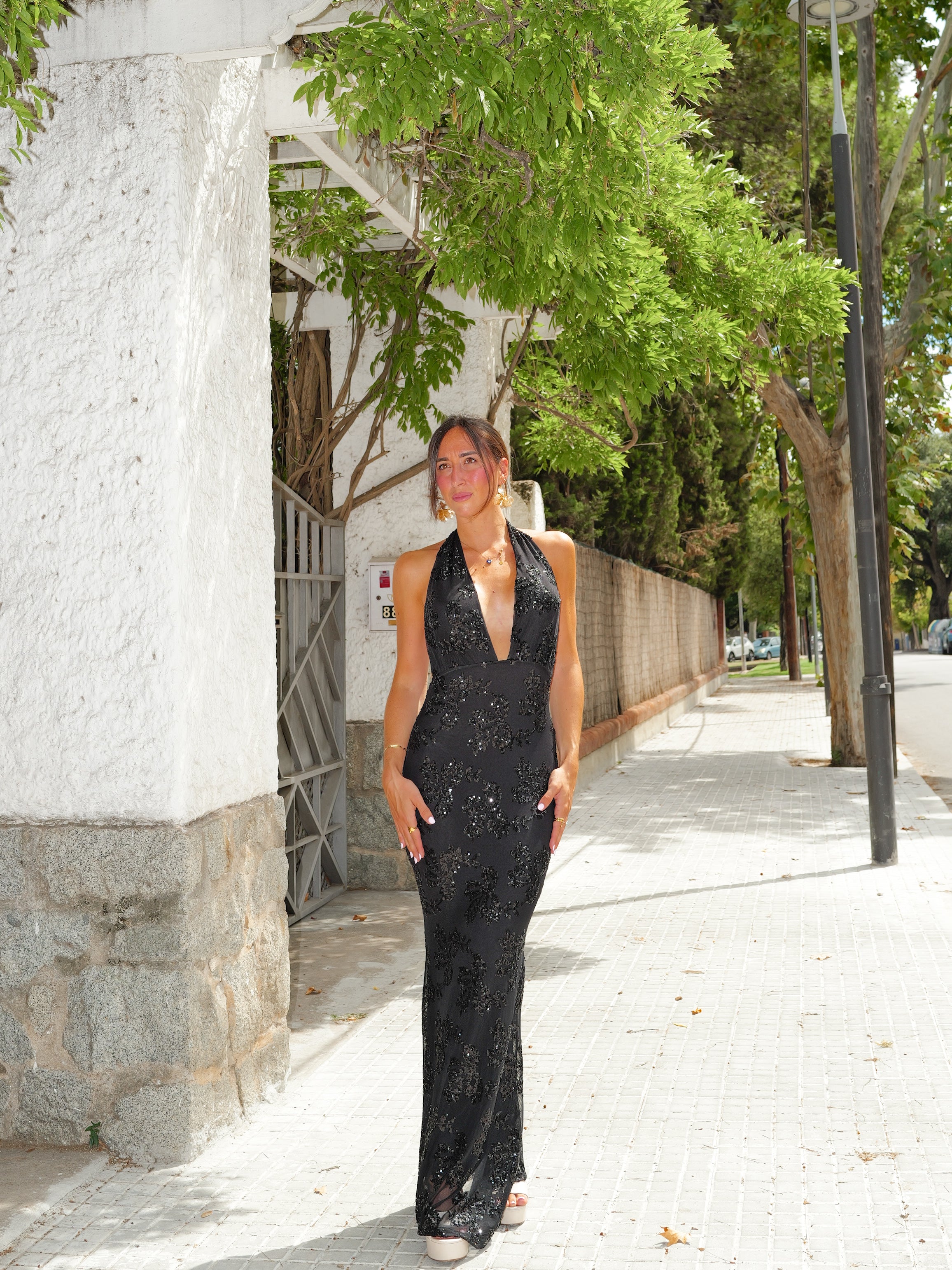 Vestido tulle detalles negro