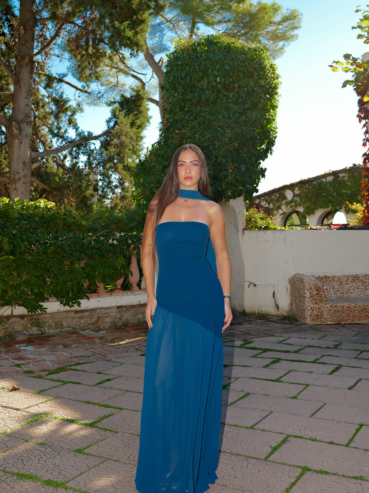Robe à jupe en tulle couleur pétrole