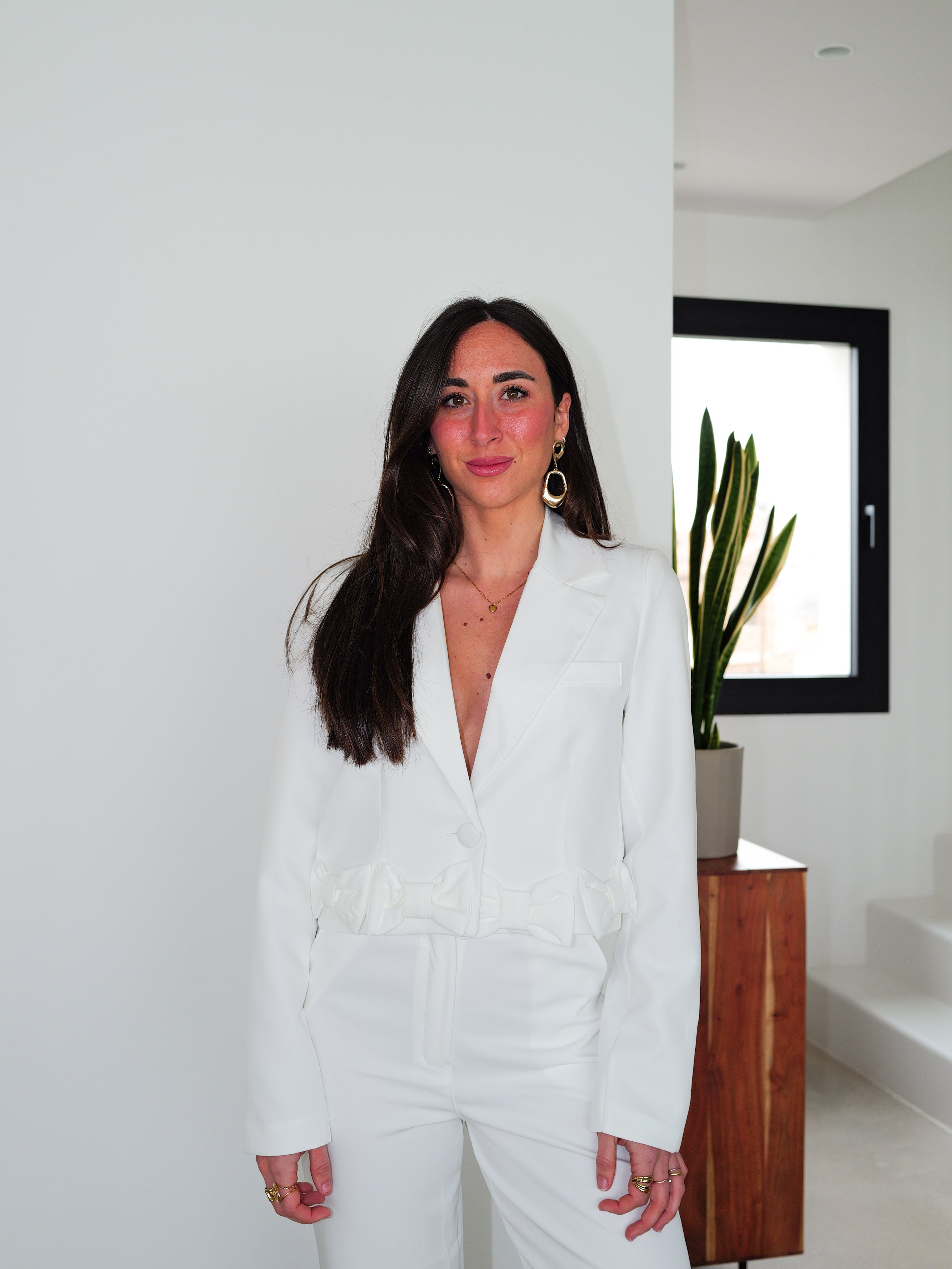 Blazer crop detalle lazo blanco