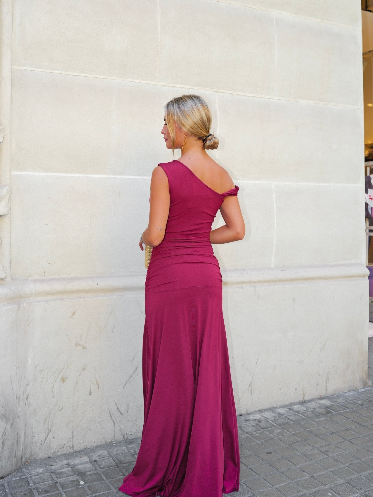 Burgundy band sleeve dress - SORELLAS