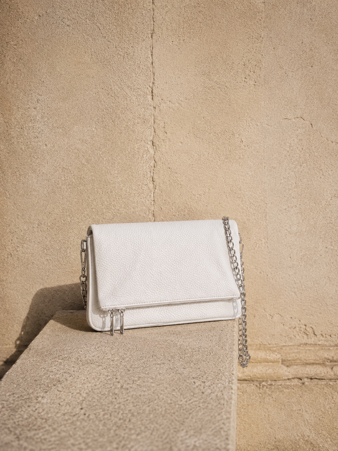 Sac à chaîne en cuir blanc