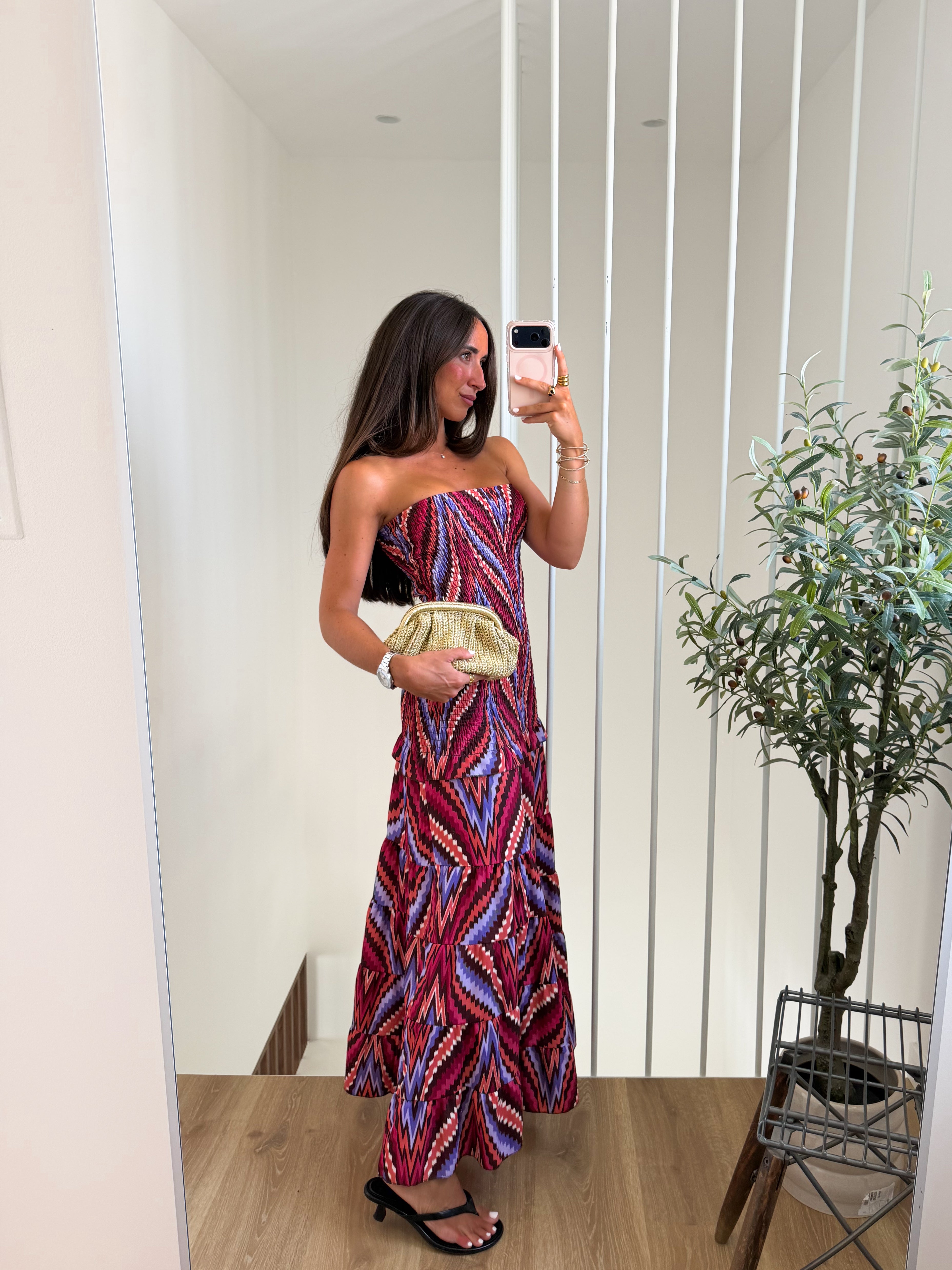 Vestido palabra nido estampado vuelo morado