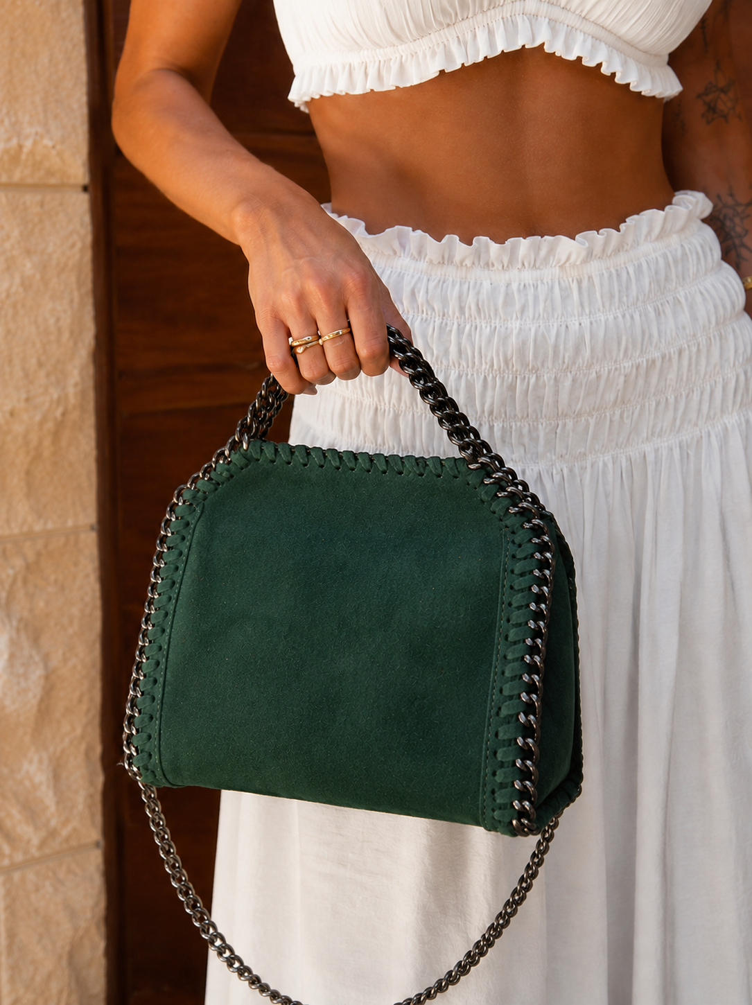 Bolsa de bolso em camurça para garrafa