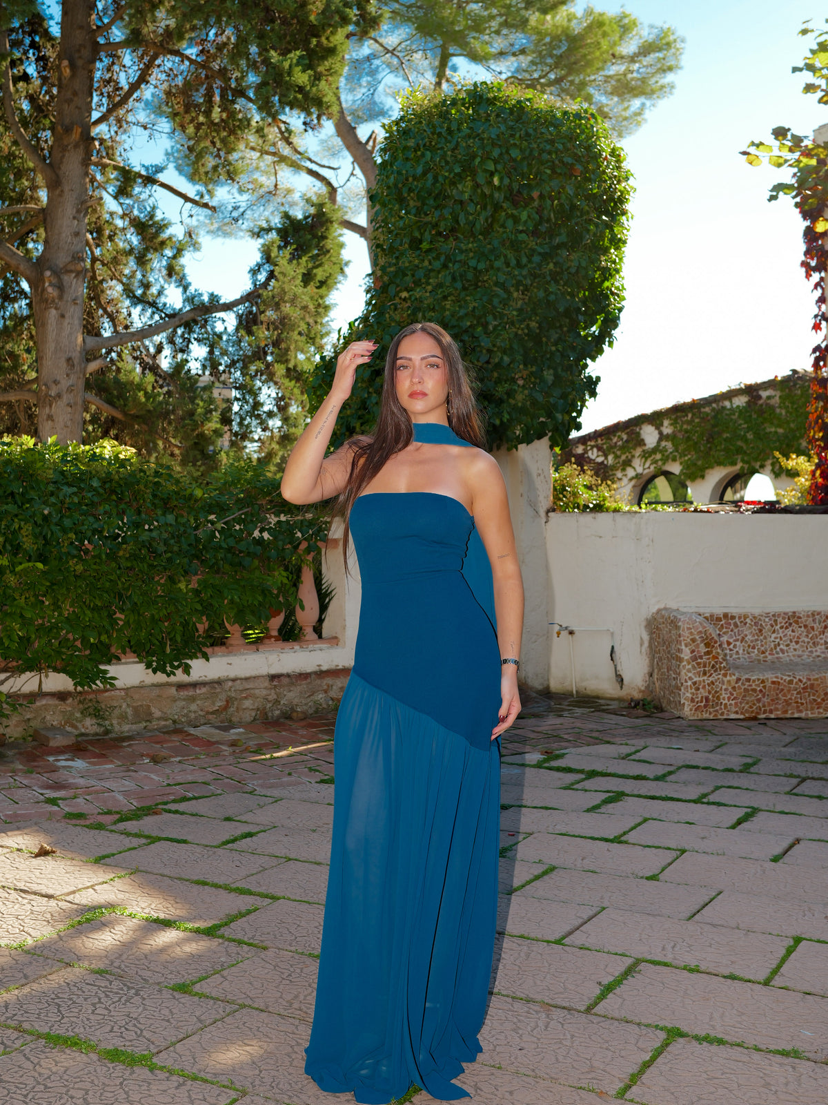 Robe à jupe en tulle couleur pétrole