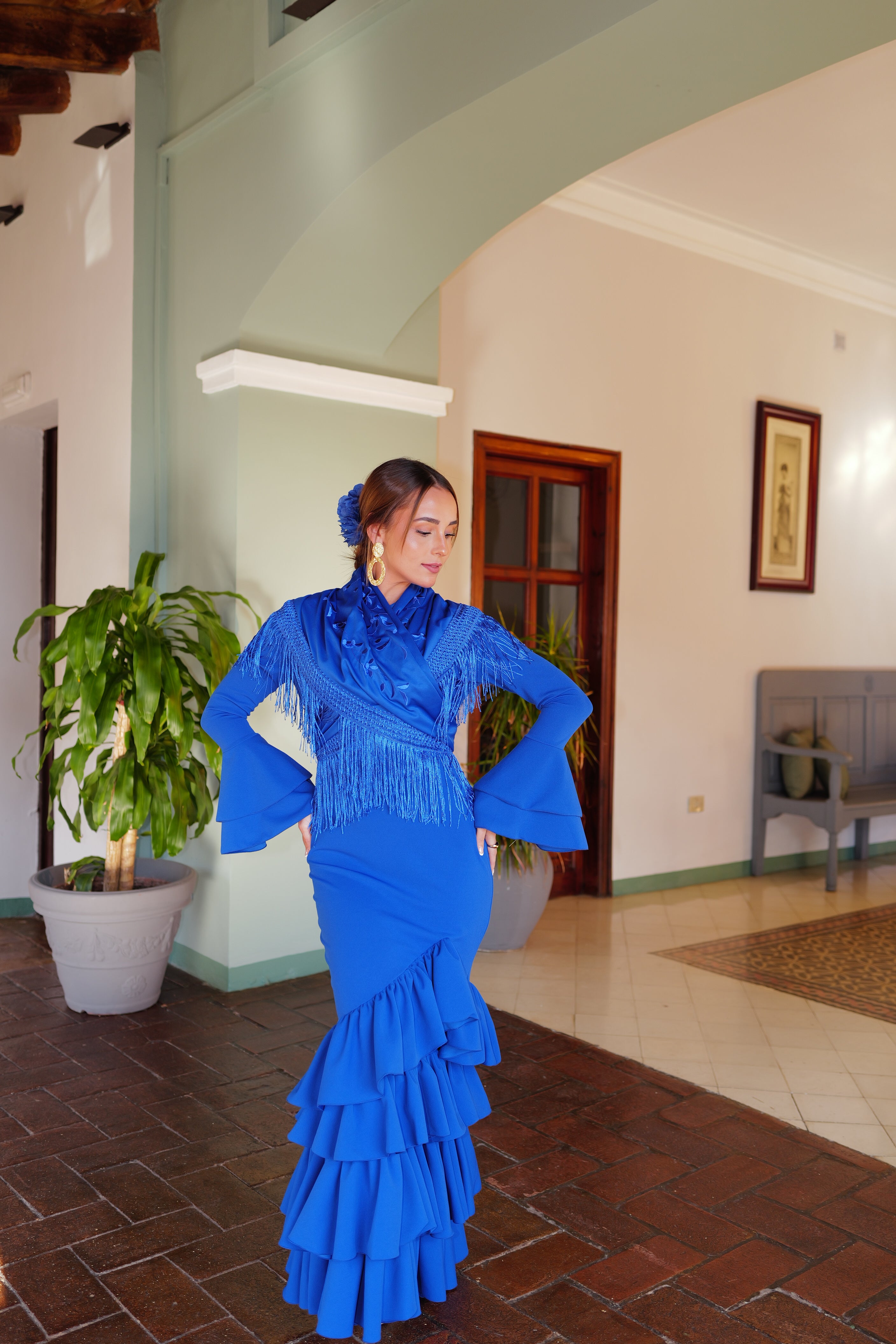 Traje flamenca asimetrico volantes klein