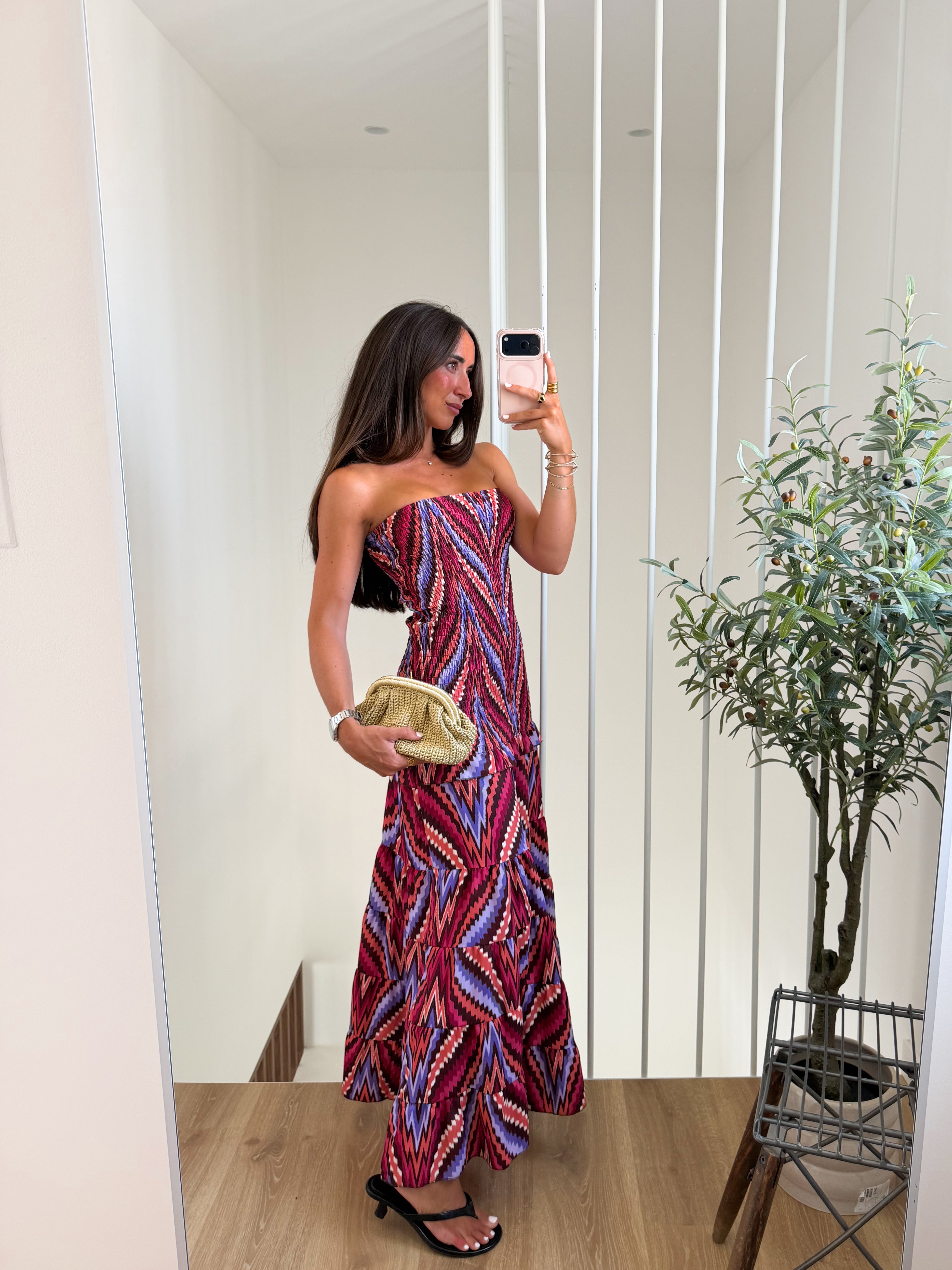 Vestido palabra nido estampado vuelo morado