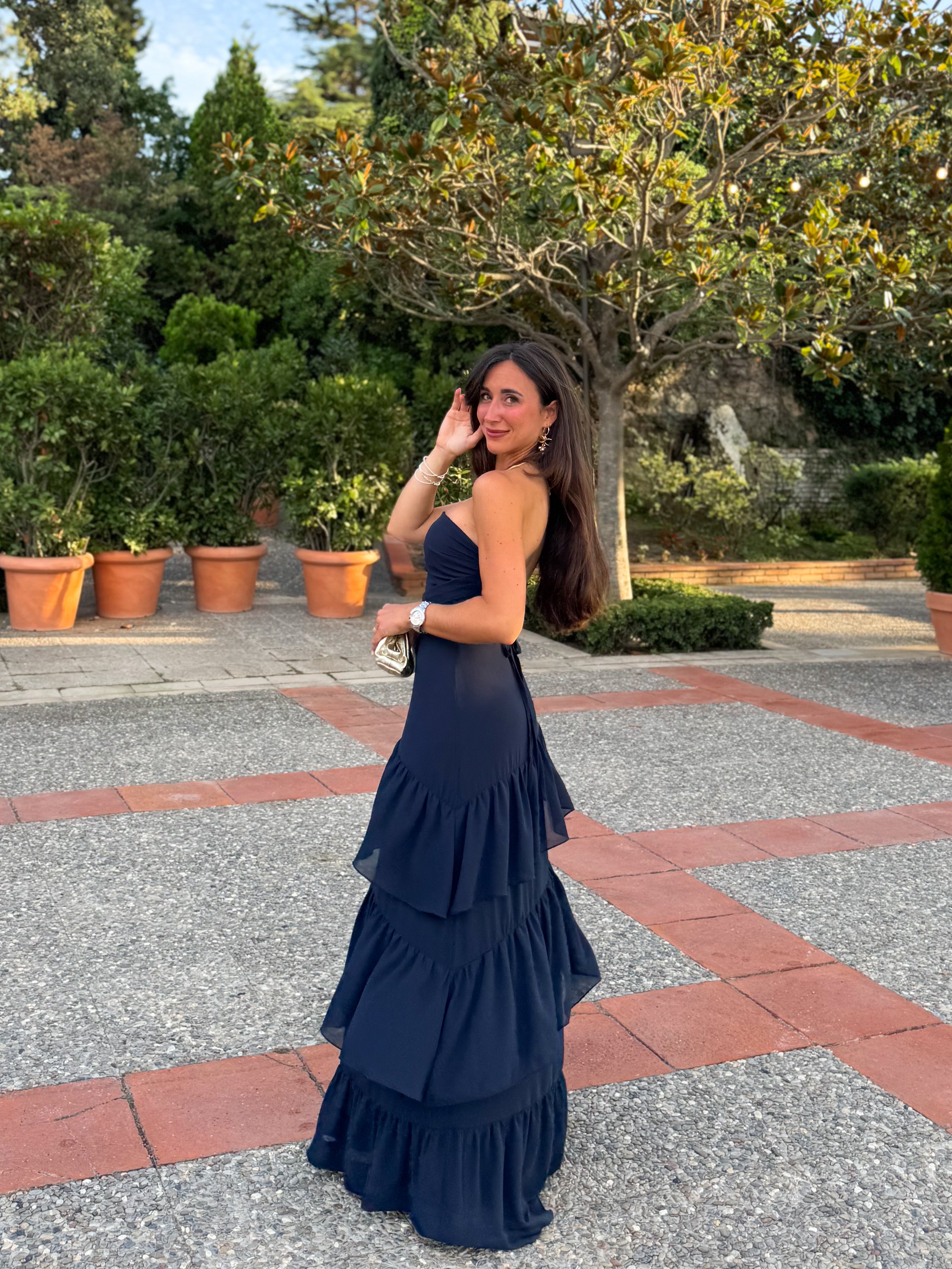 Vestido palabra volantes marino