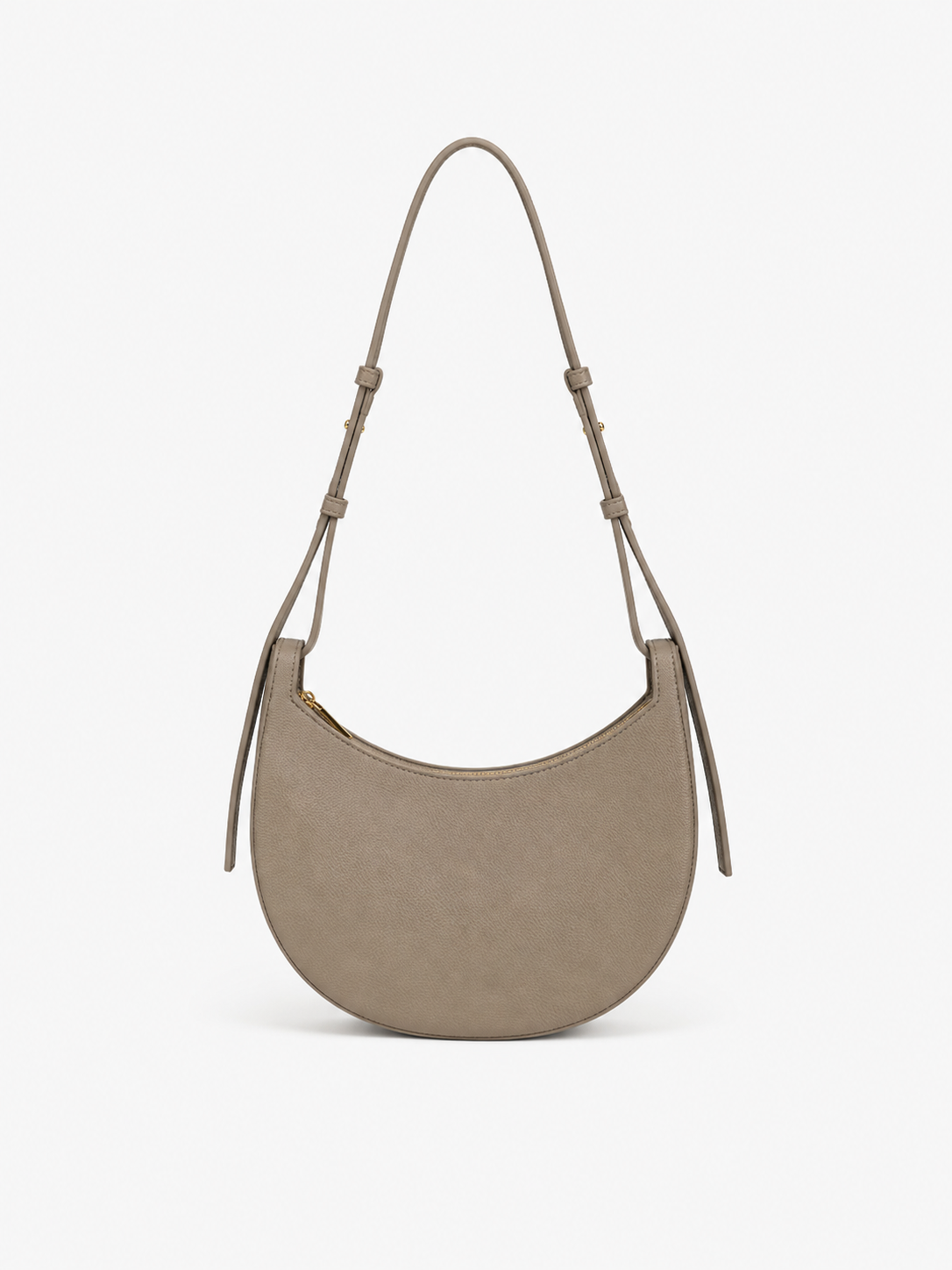 Shoulder leather bag taupe