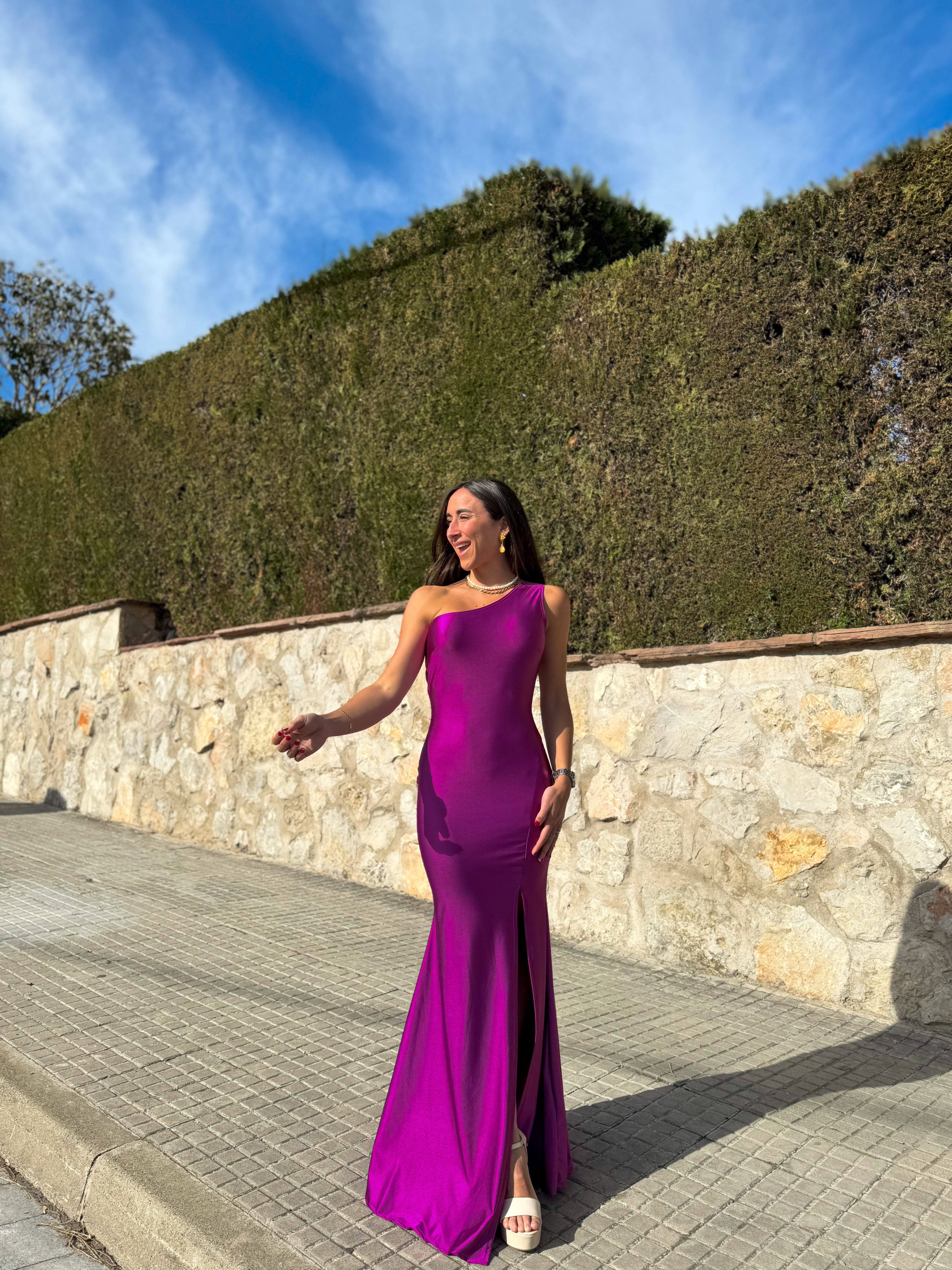 Dress asym back knot BOUGAINVILLEA