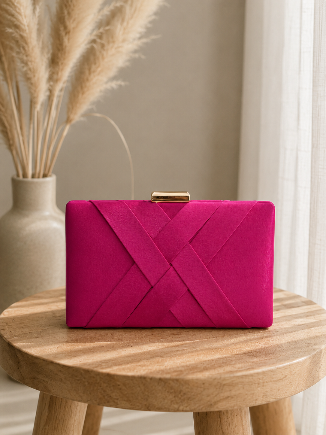 Clutch satinado rosa