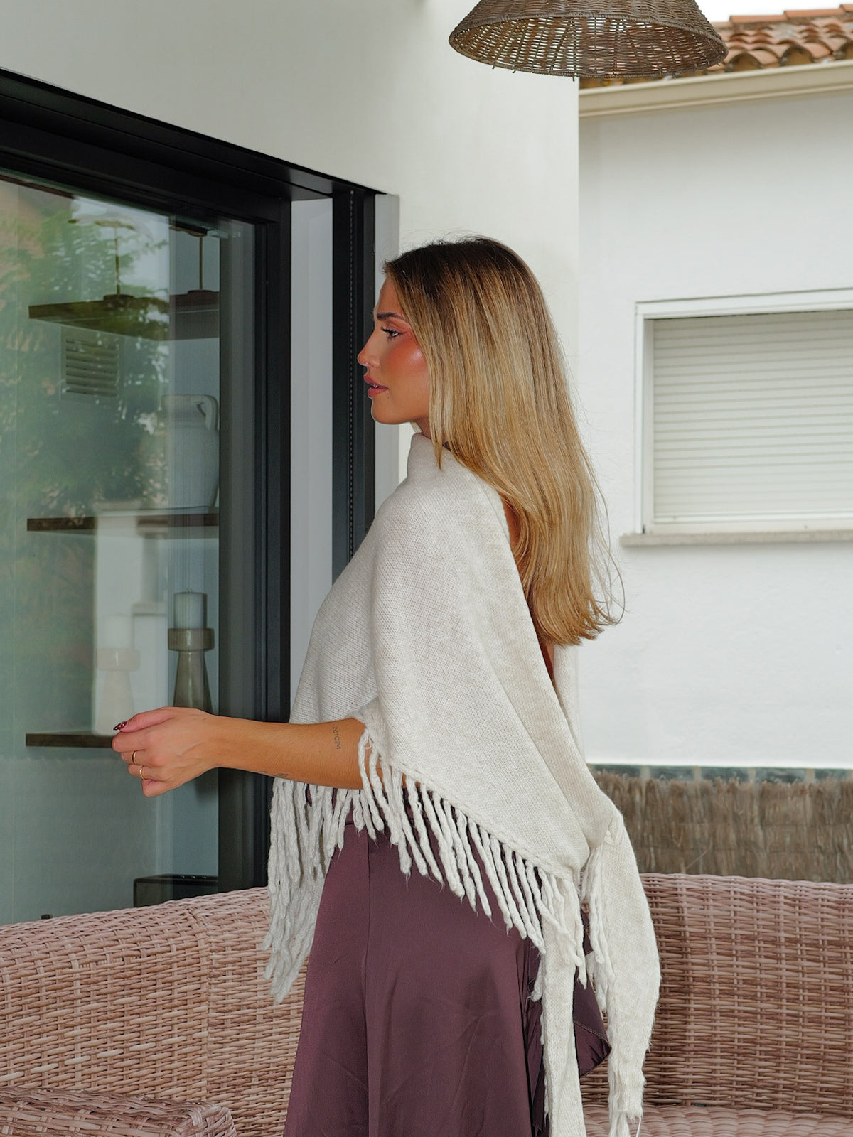Chal punto flecos beige