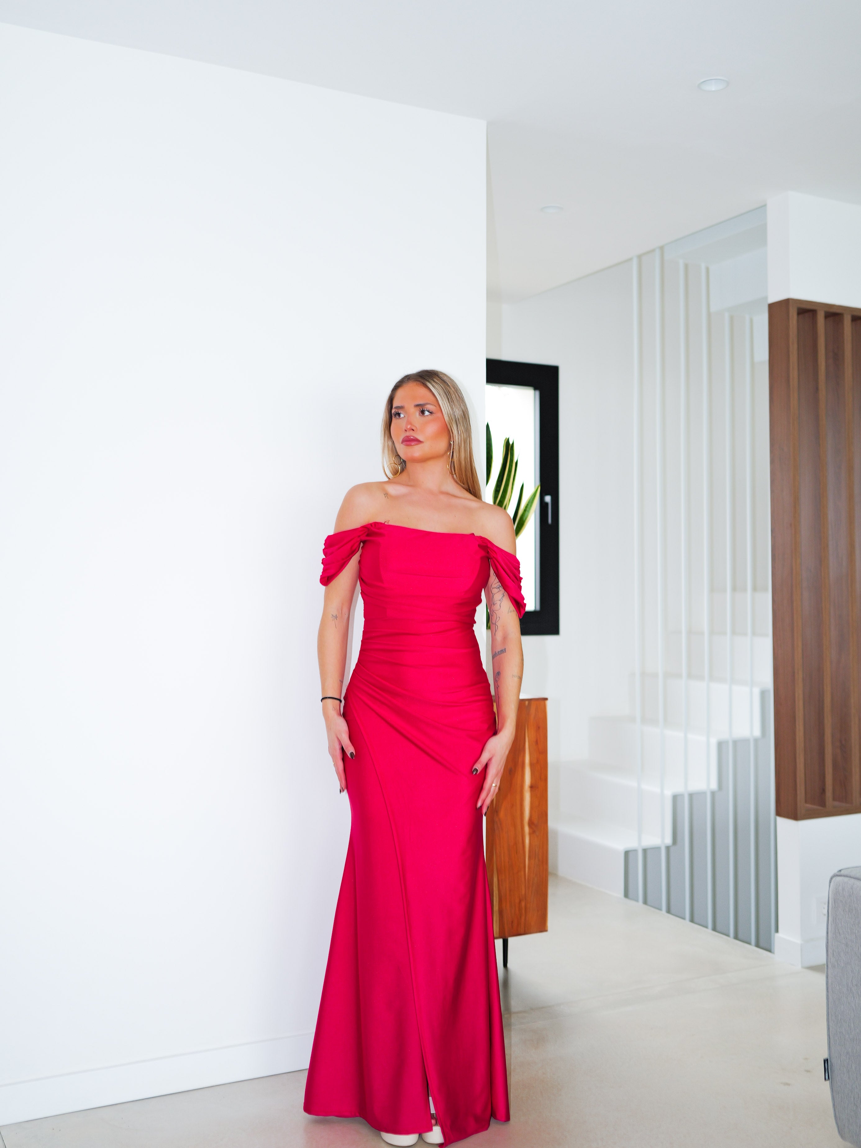 Vestido palabra manguito rojo