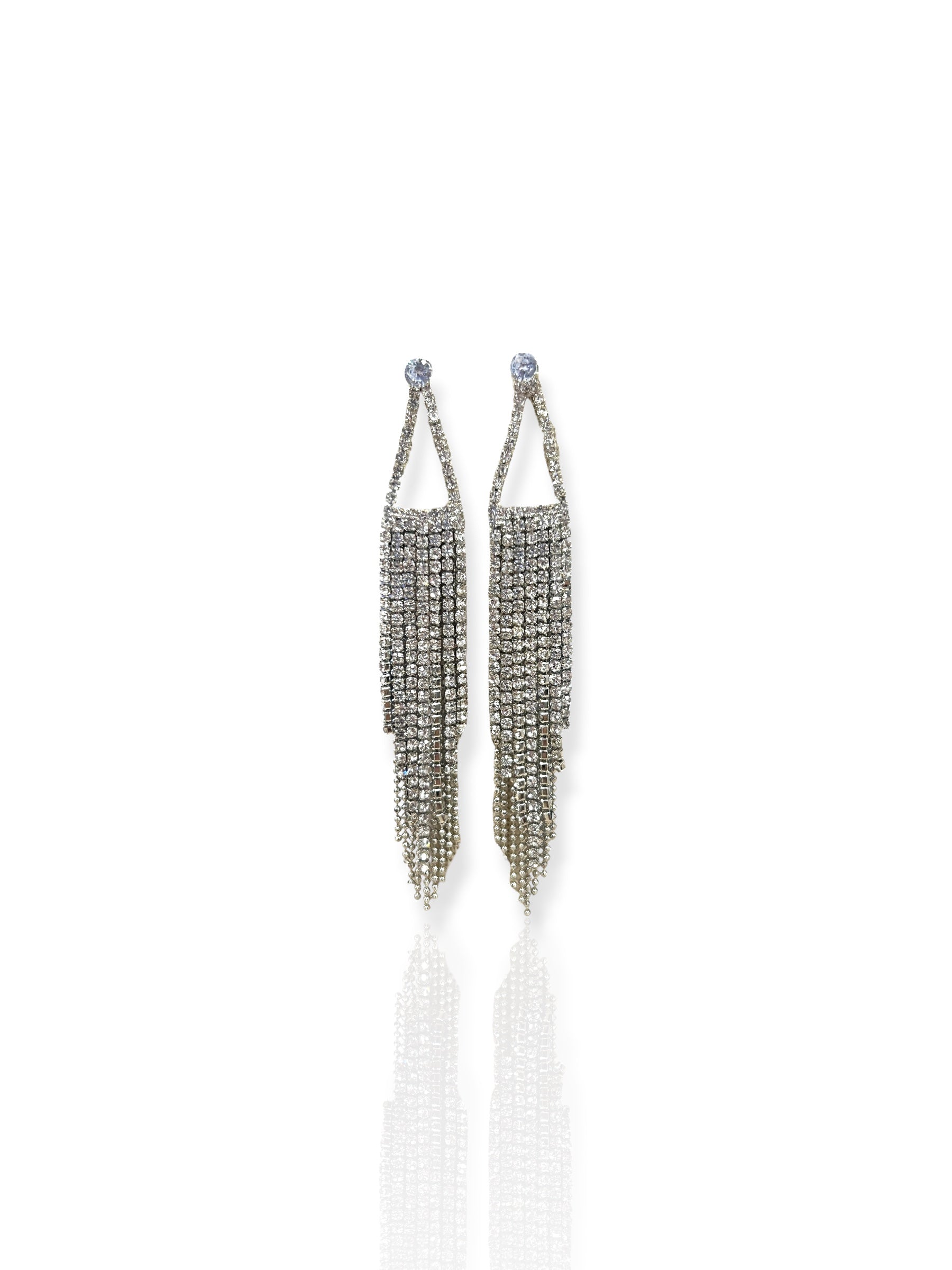 Pendientes cascada brillantes plateados