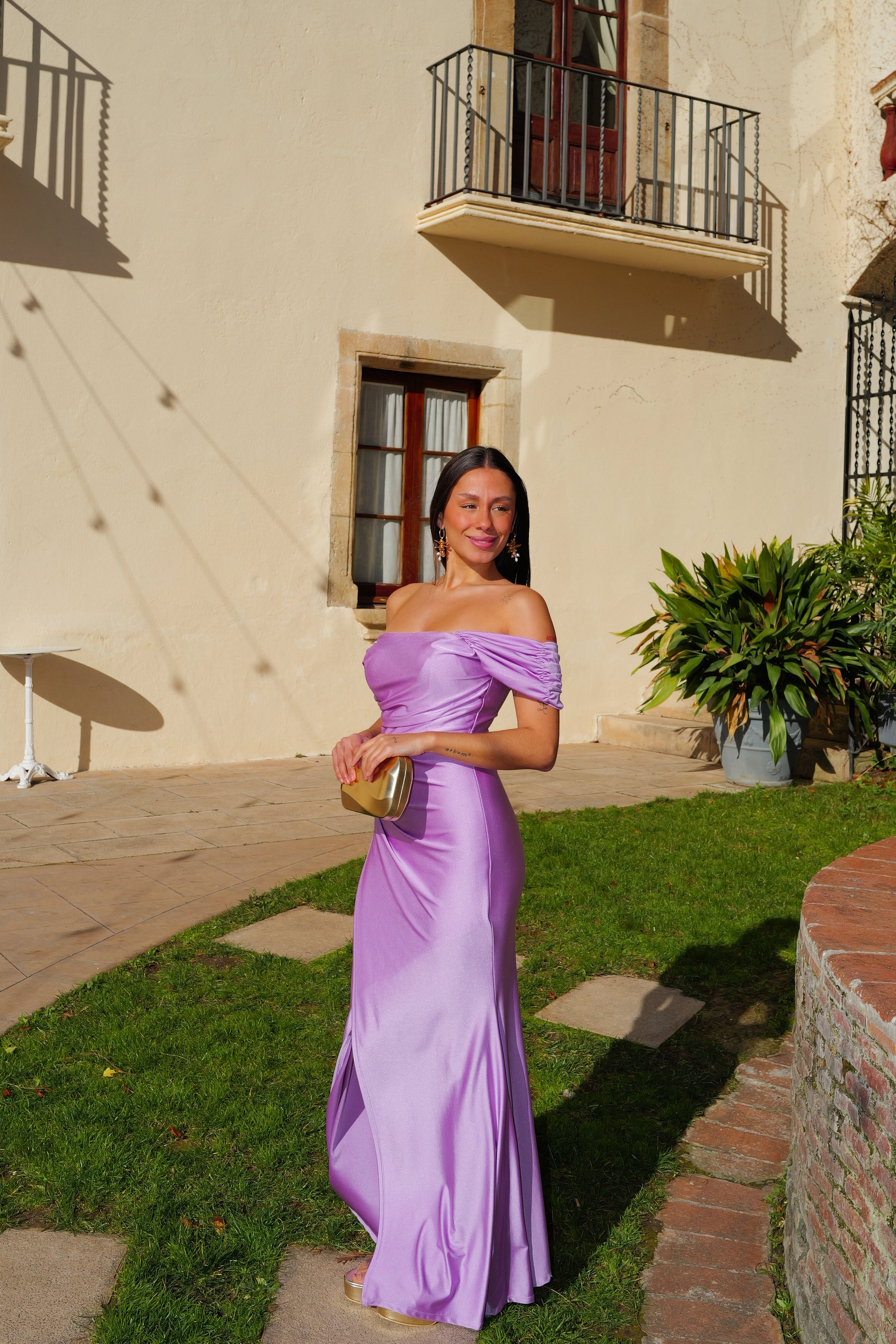 Vestido palabra manguito lila