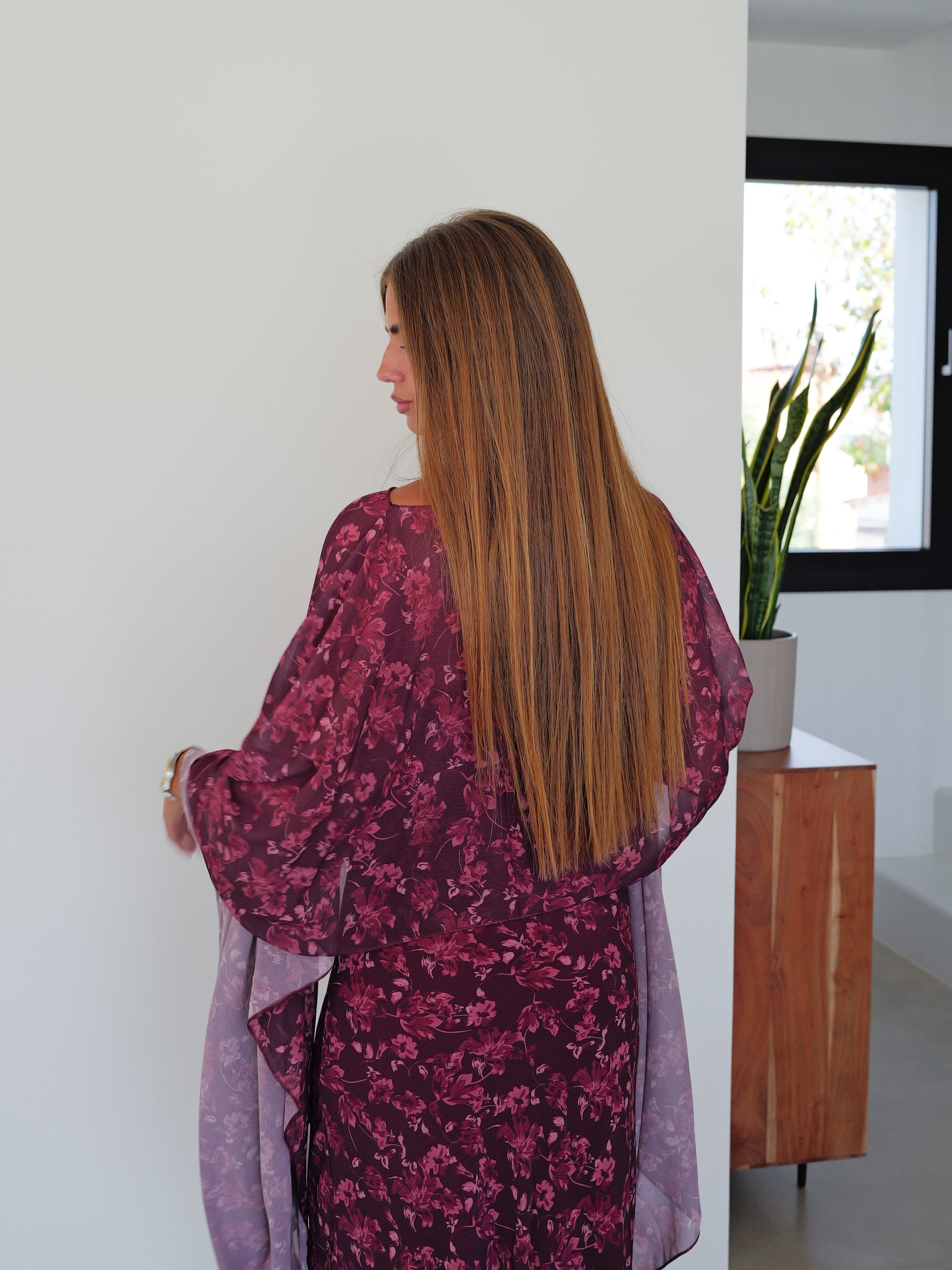 Vestido palabra choker estampado cereza oscuro