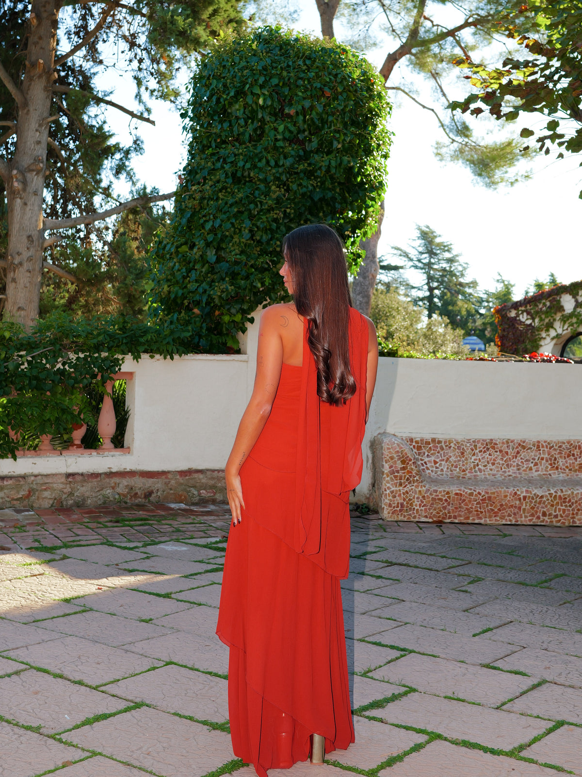 Caldera Chiffon Ruffle Print Dress
