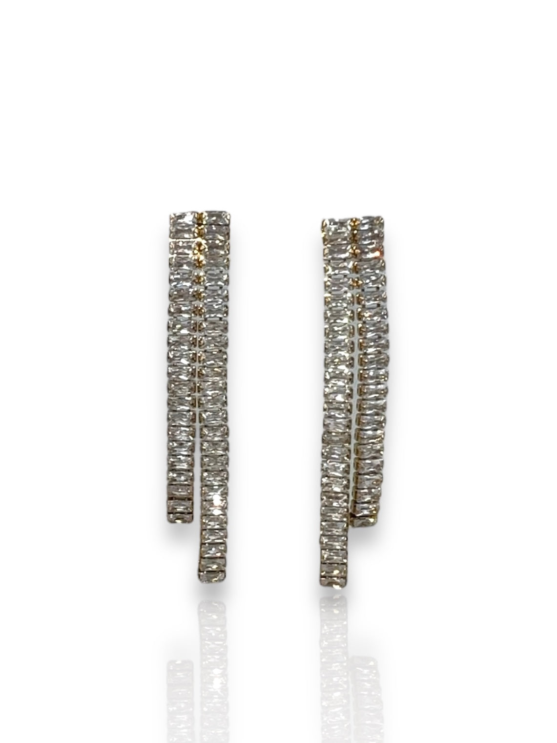 Pendientes doble caída brillantes dorado