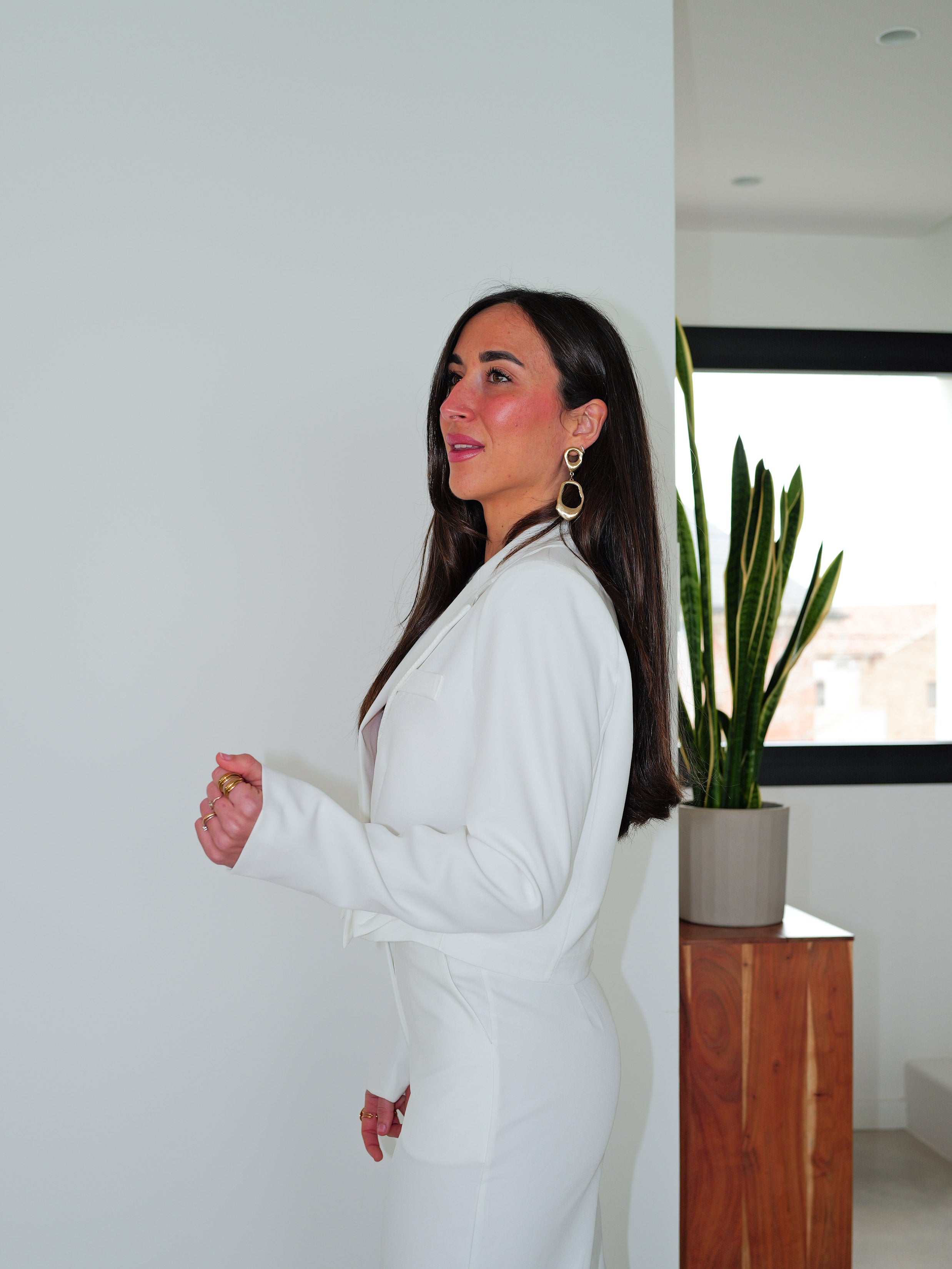 Blazer crop detalle lazo blanco