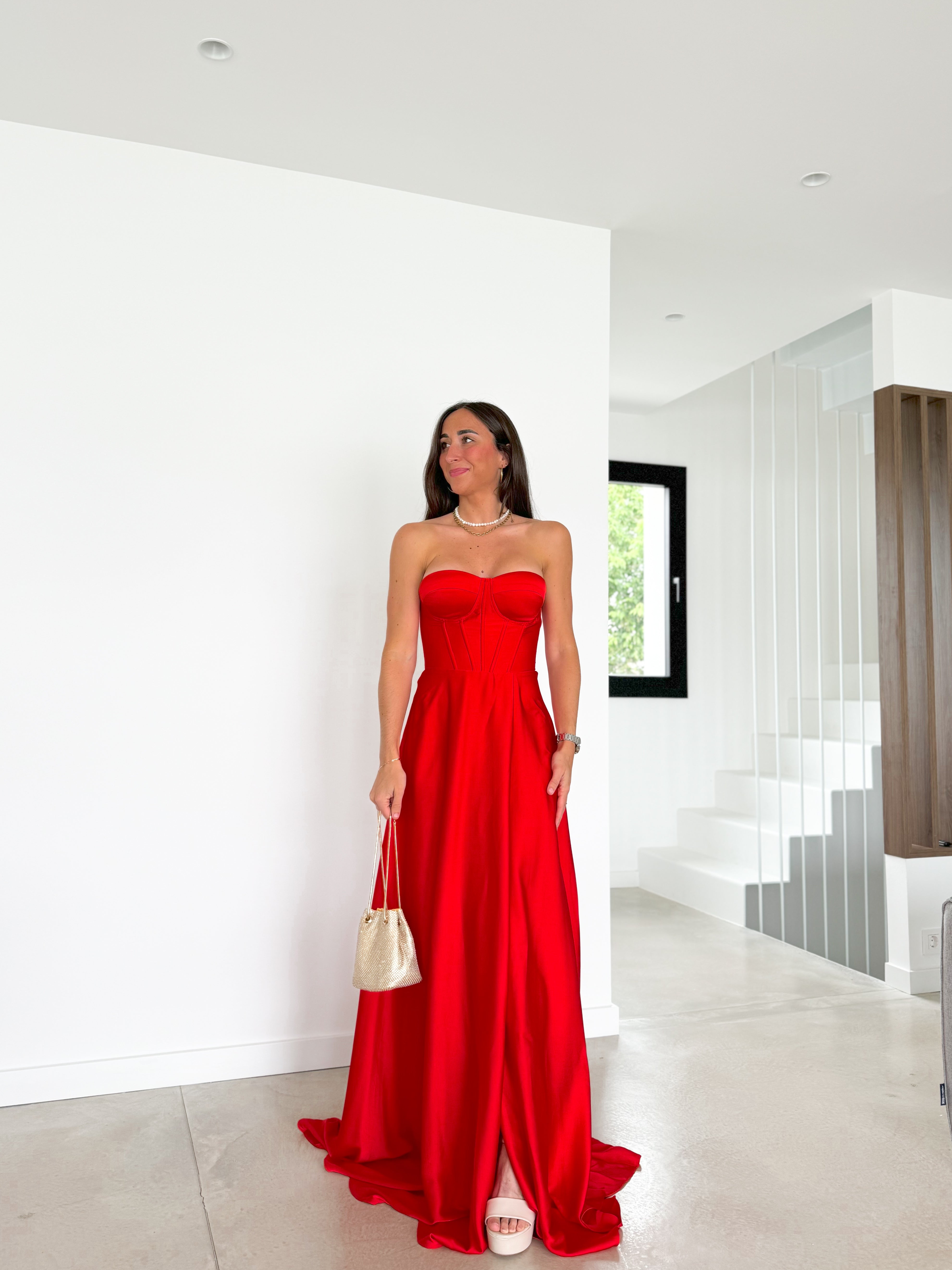 Vestido corse palabra rojo