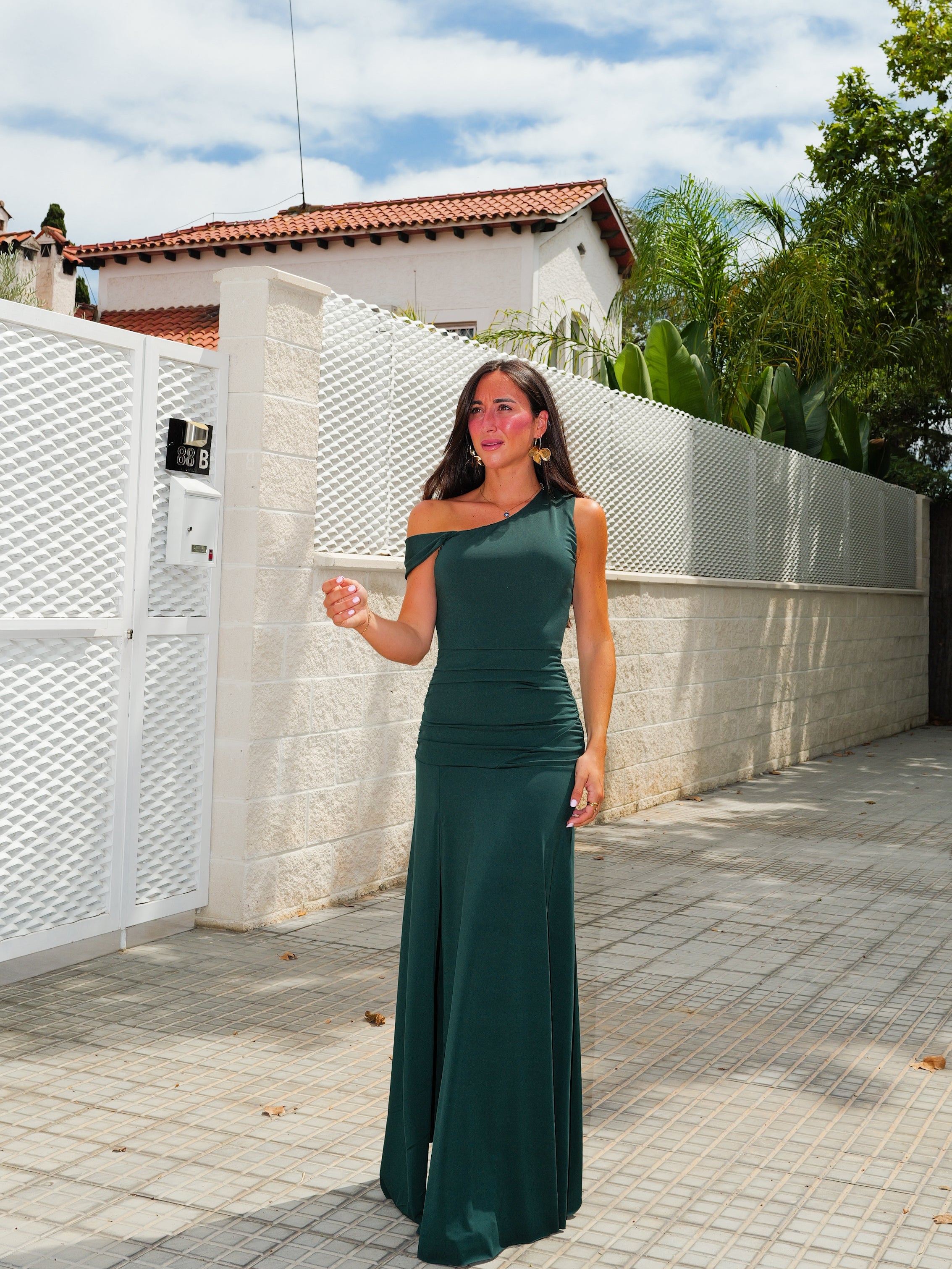 Vestido asim manga banda botella