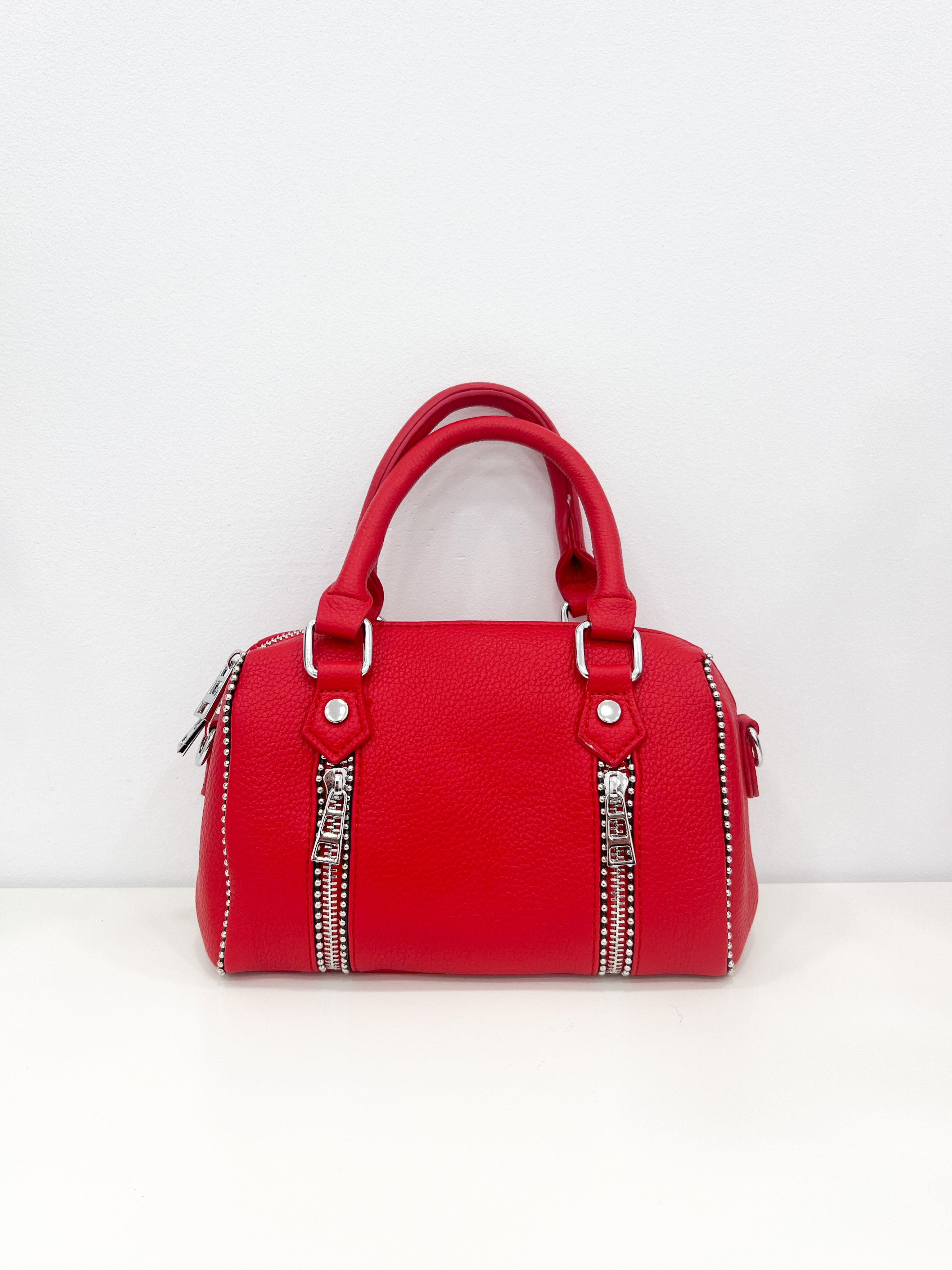 Bolso mini cremalleras rojo