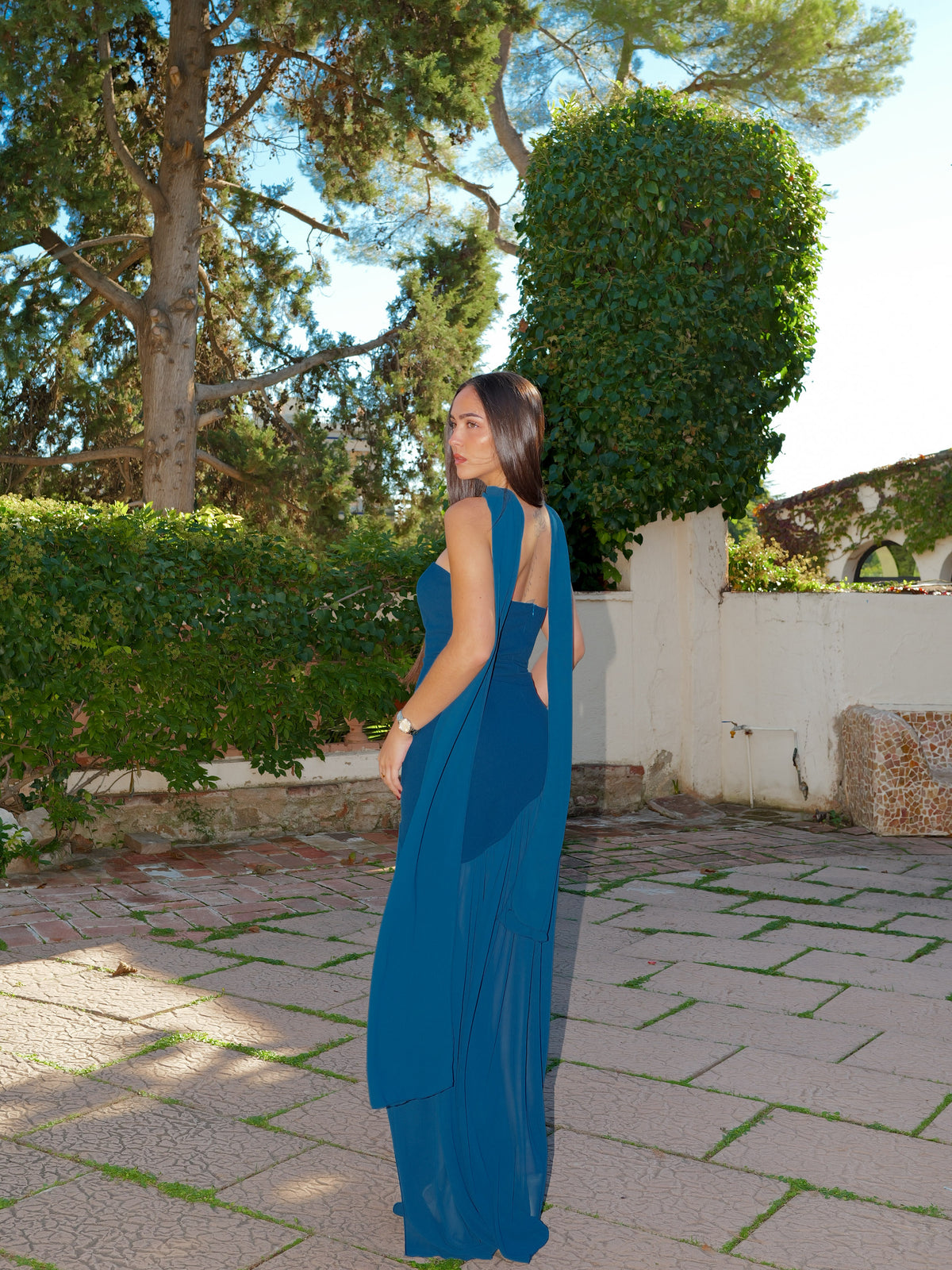 Robe à jupe en tulle couleur pétrole