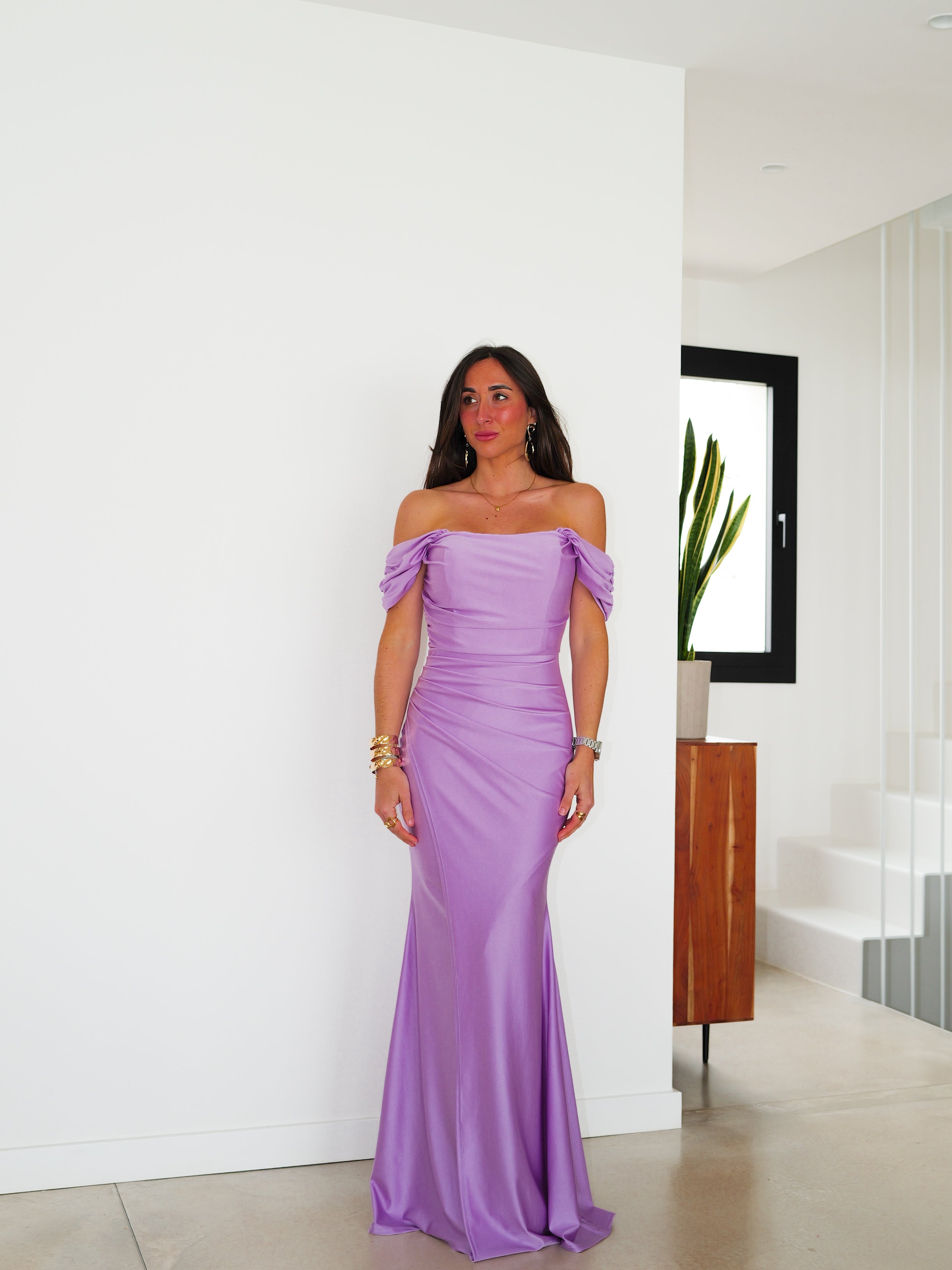 Vestido palabra manguito lila