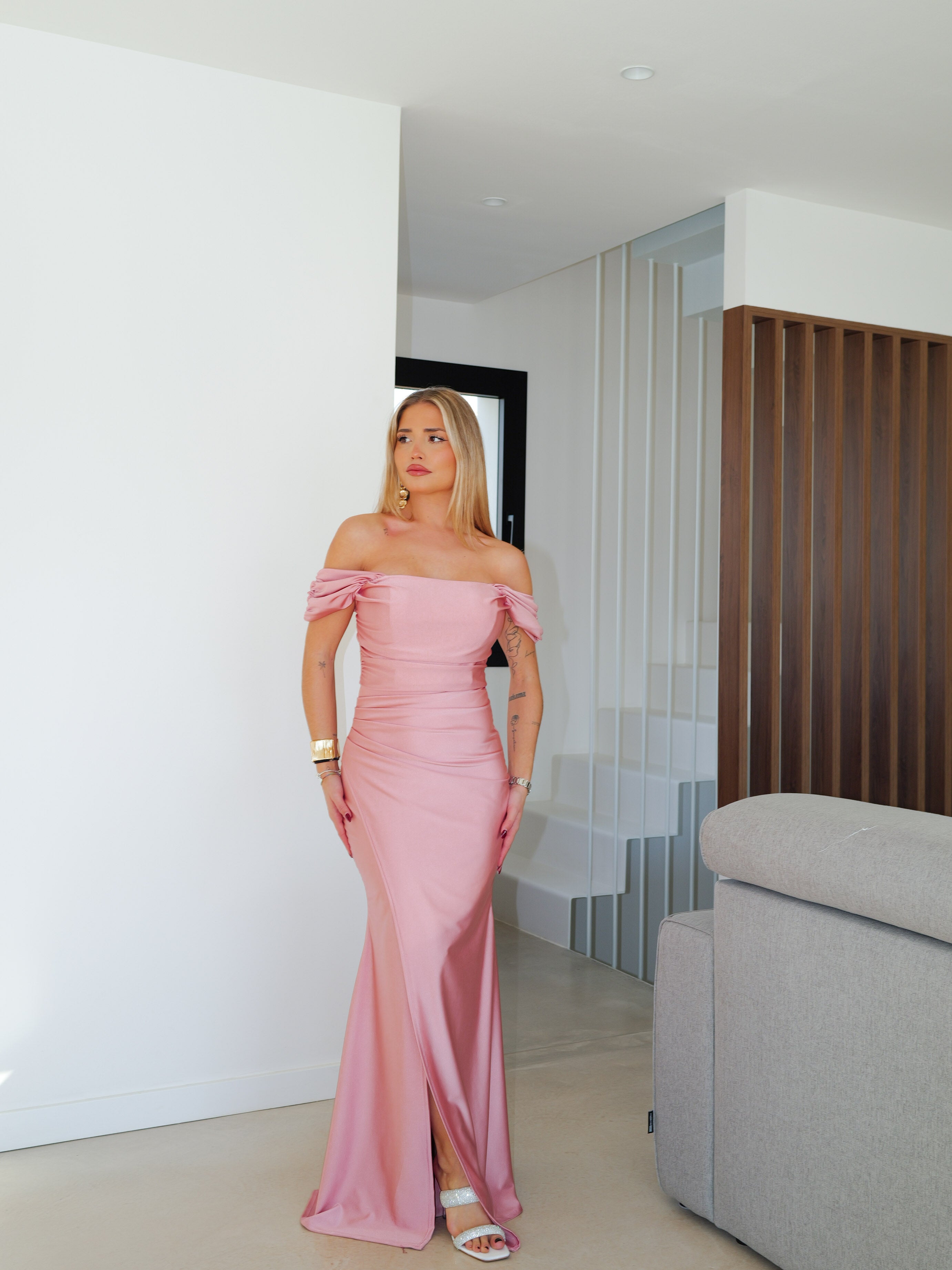 Vestido palabra manguito rosa