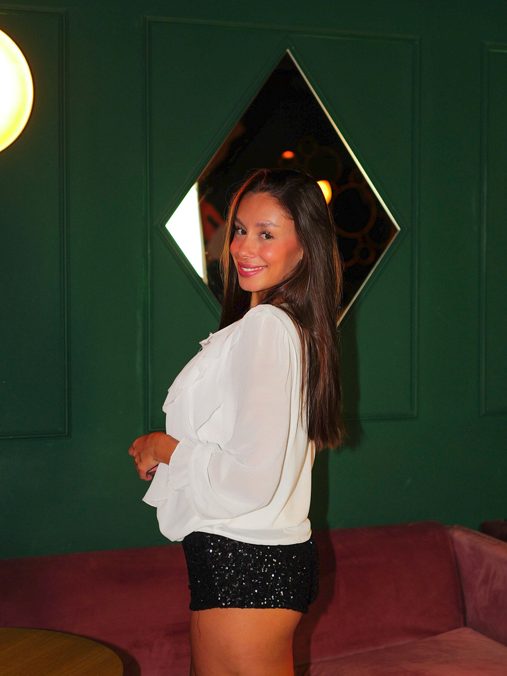 Blusa volante romántica blanca