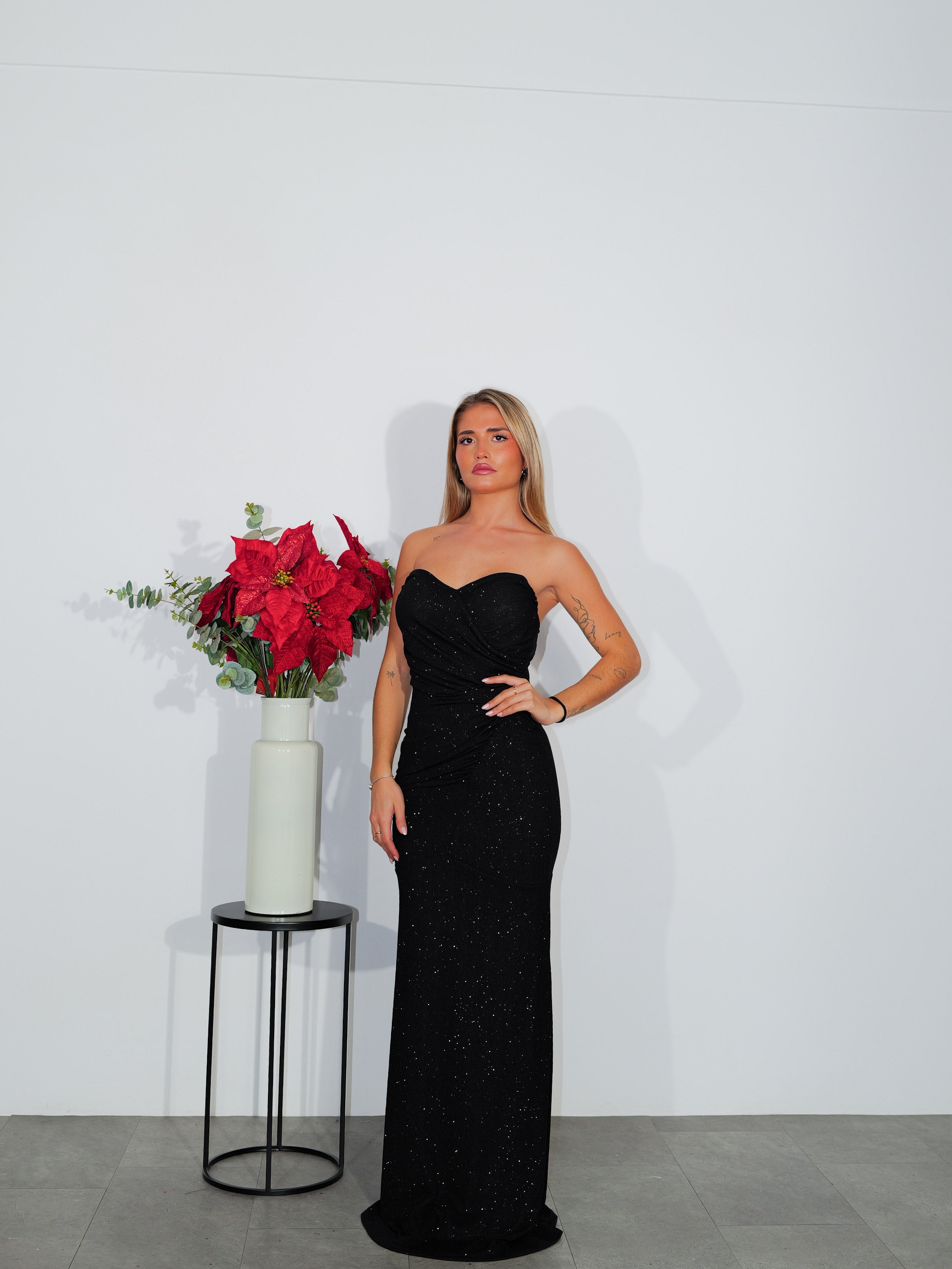 Vestido largo palabra lurex negro