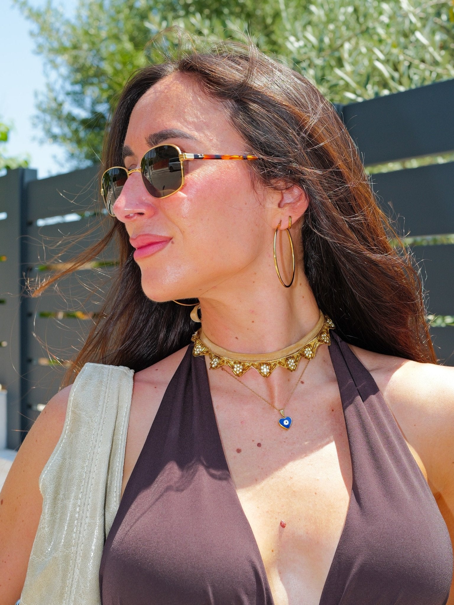 Collar choker abalorios dorado - SORELLAS