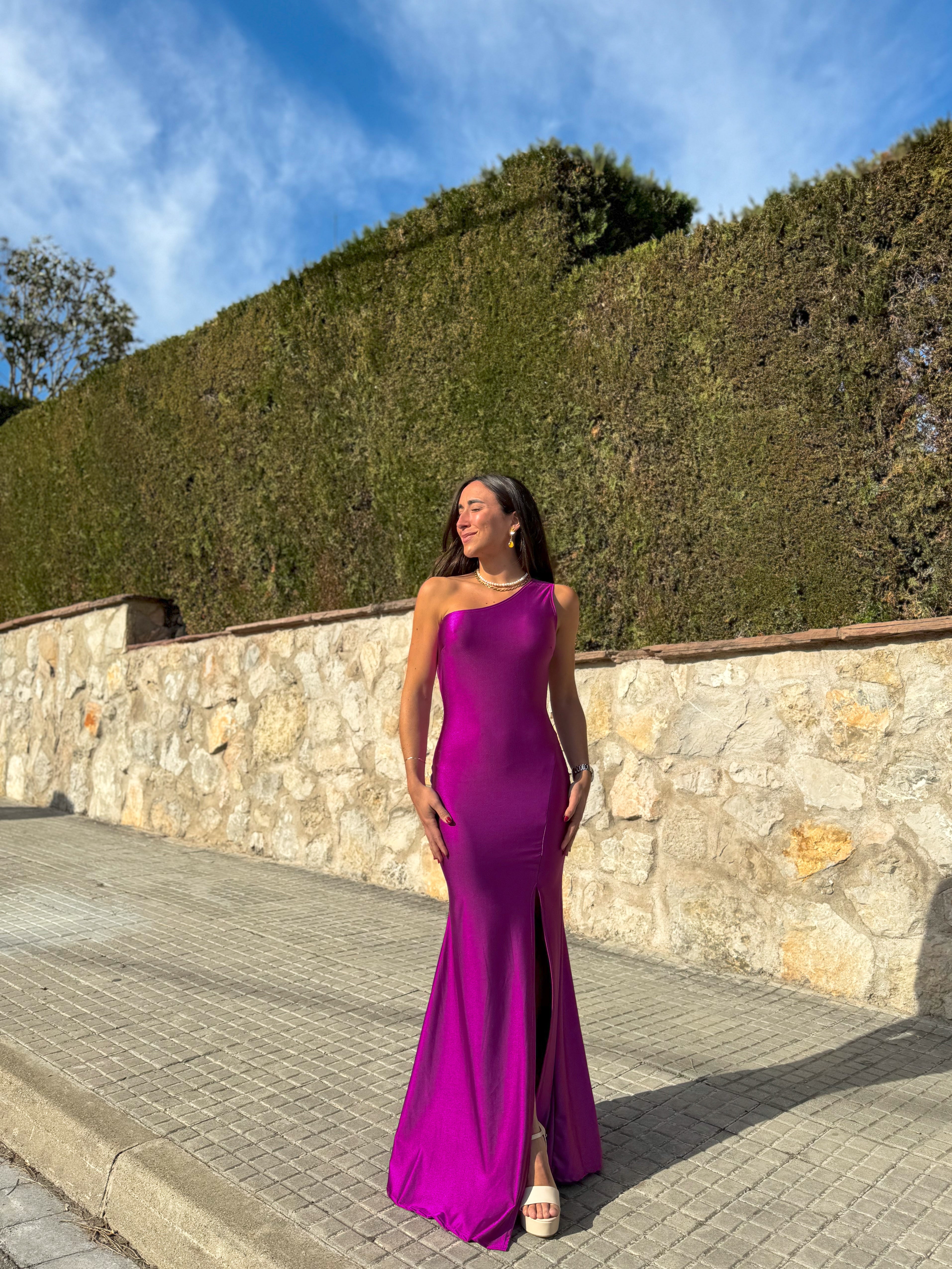 Dress asym back knot BOUGAINVILLEA