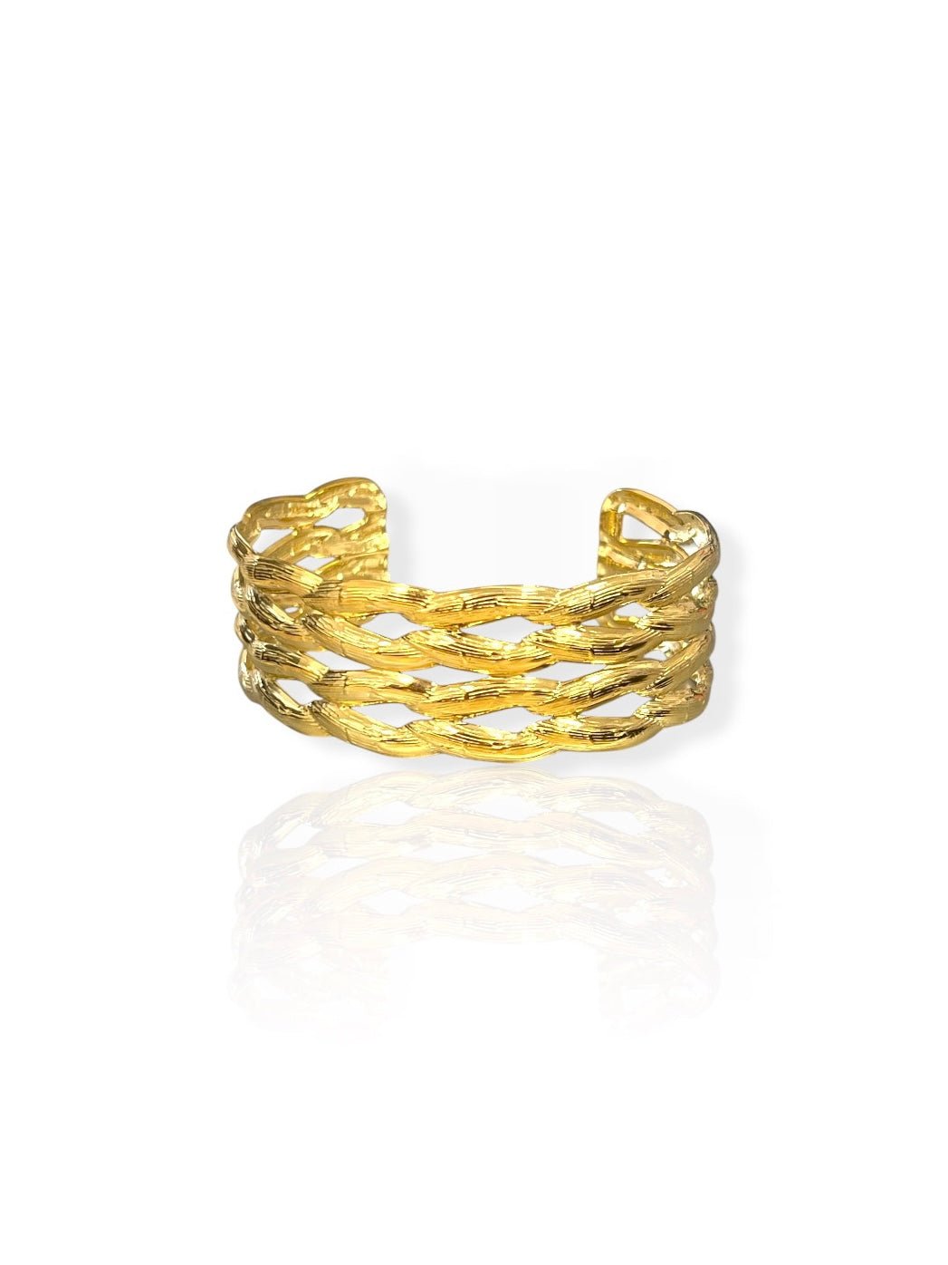 Brazalete trenzado textura dorado - SORELLAS