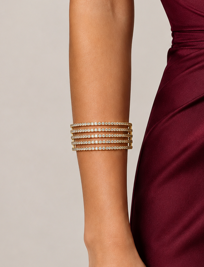 Brazalete aros brillos dorado