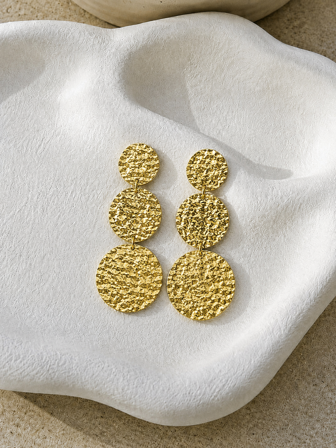 Three-Circle Gold Earrings
