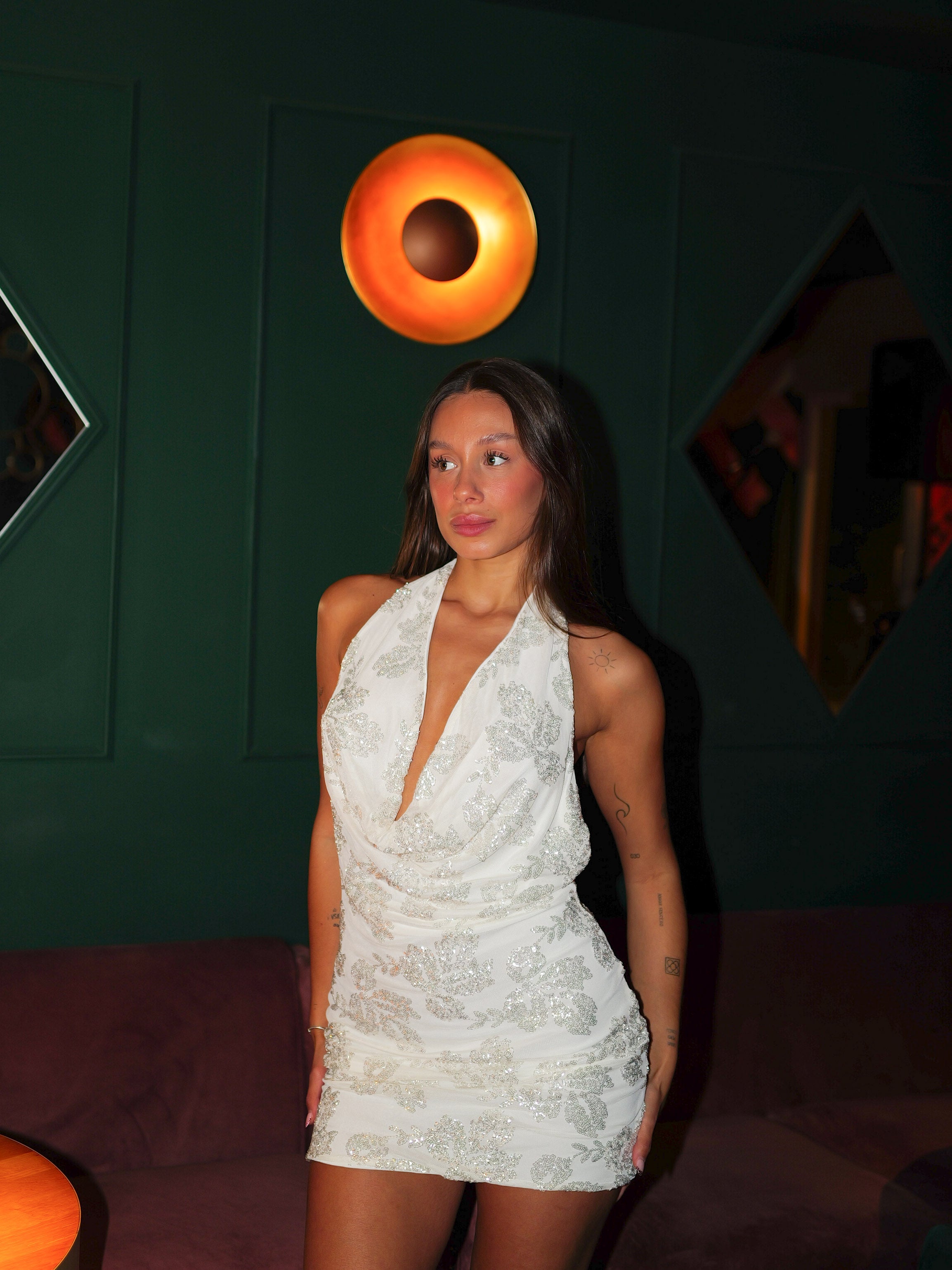 Vestido mini cascada tulle detalle blanco