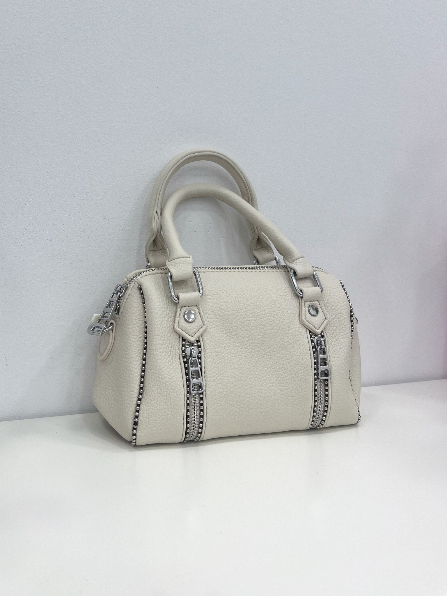 Mini sac à main beige avec fermetures éclair - SORELLAS