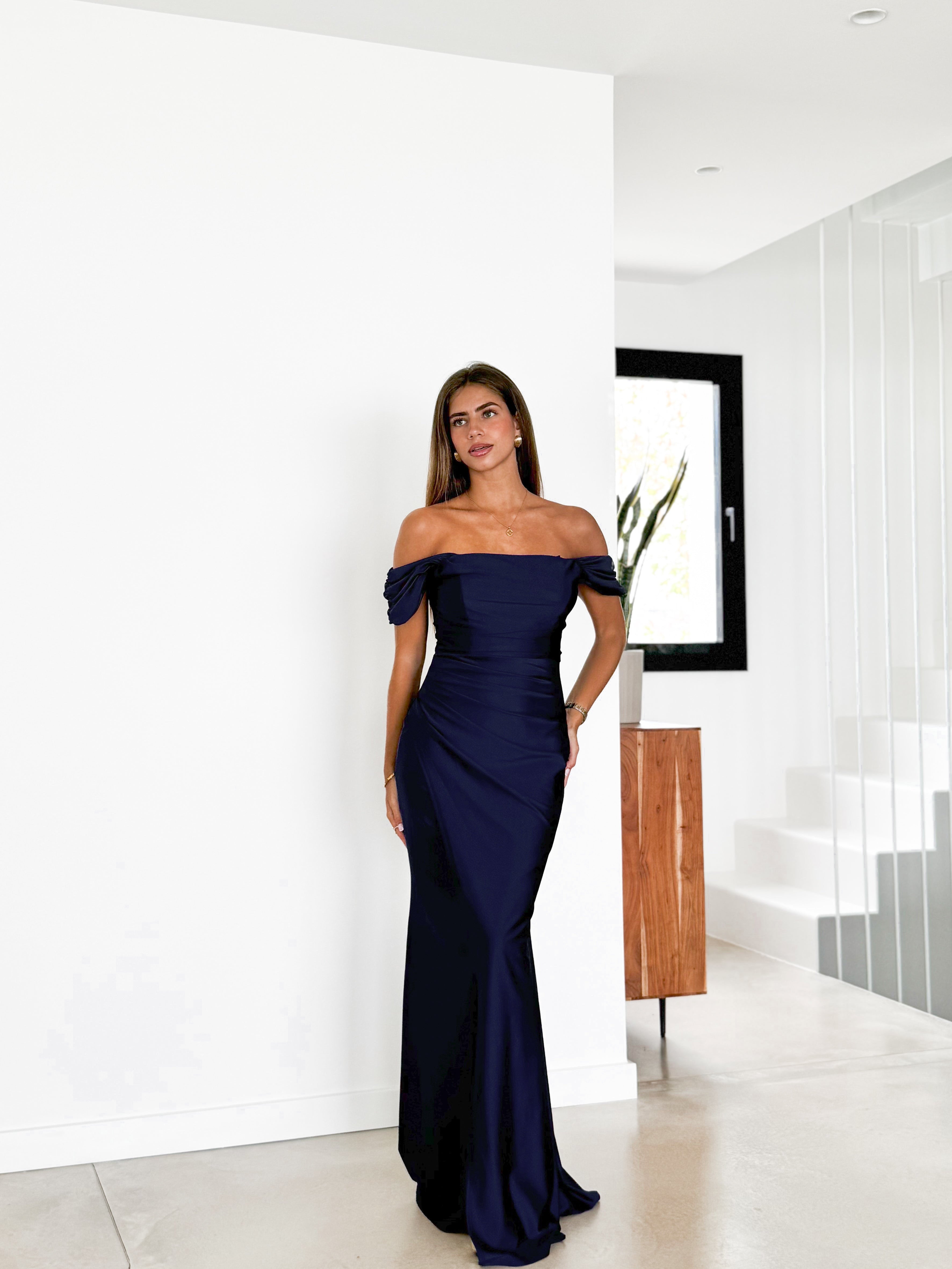 Vestido palabra manguito marino