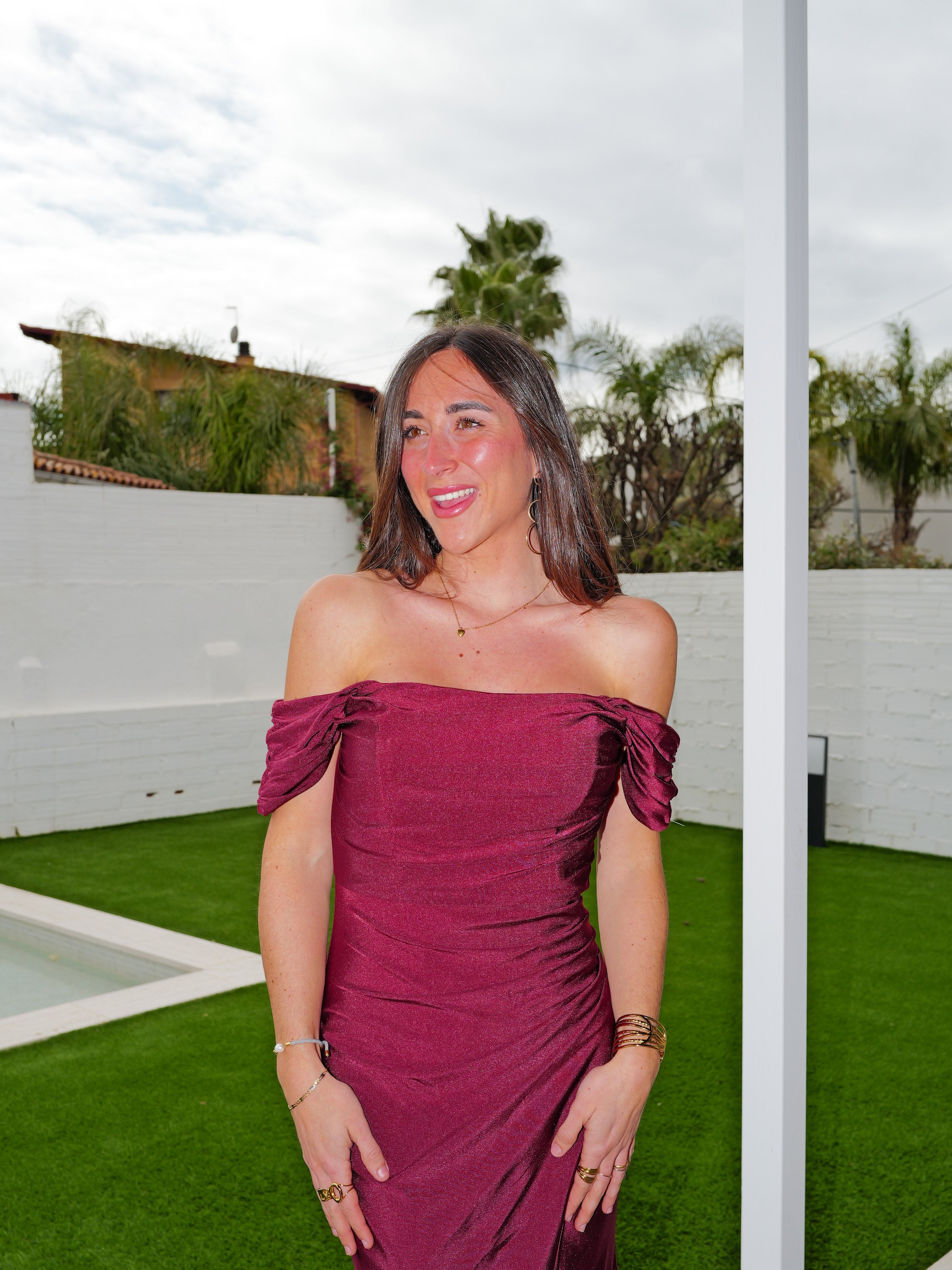 Vestido palabra manguito vino