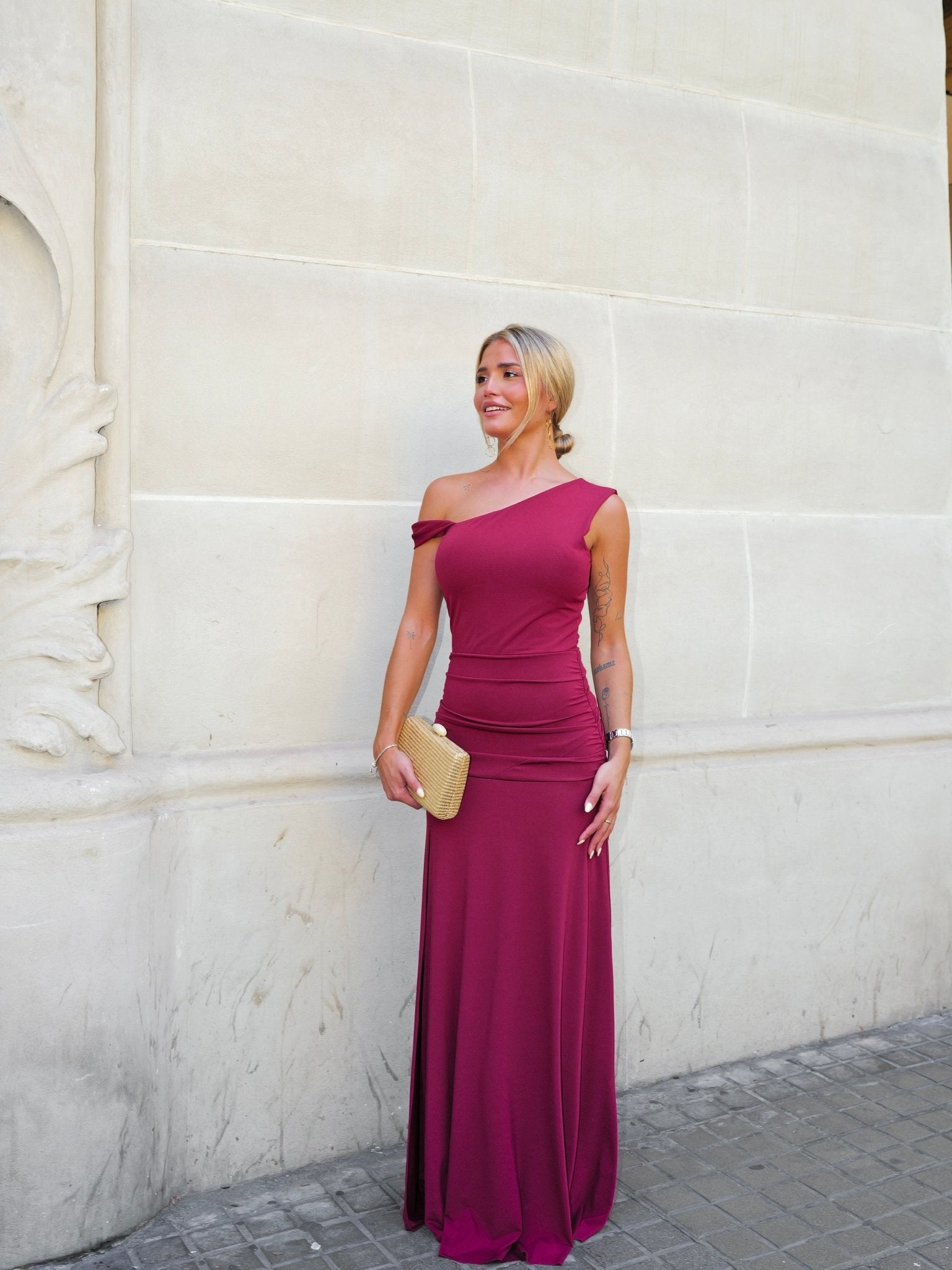 Burgundy band sleeve dress - SORELLAS