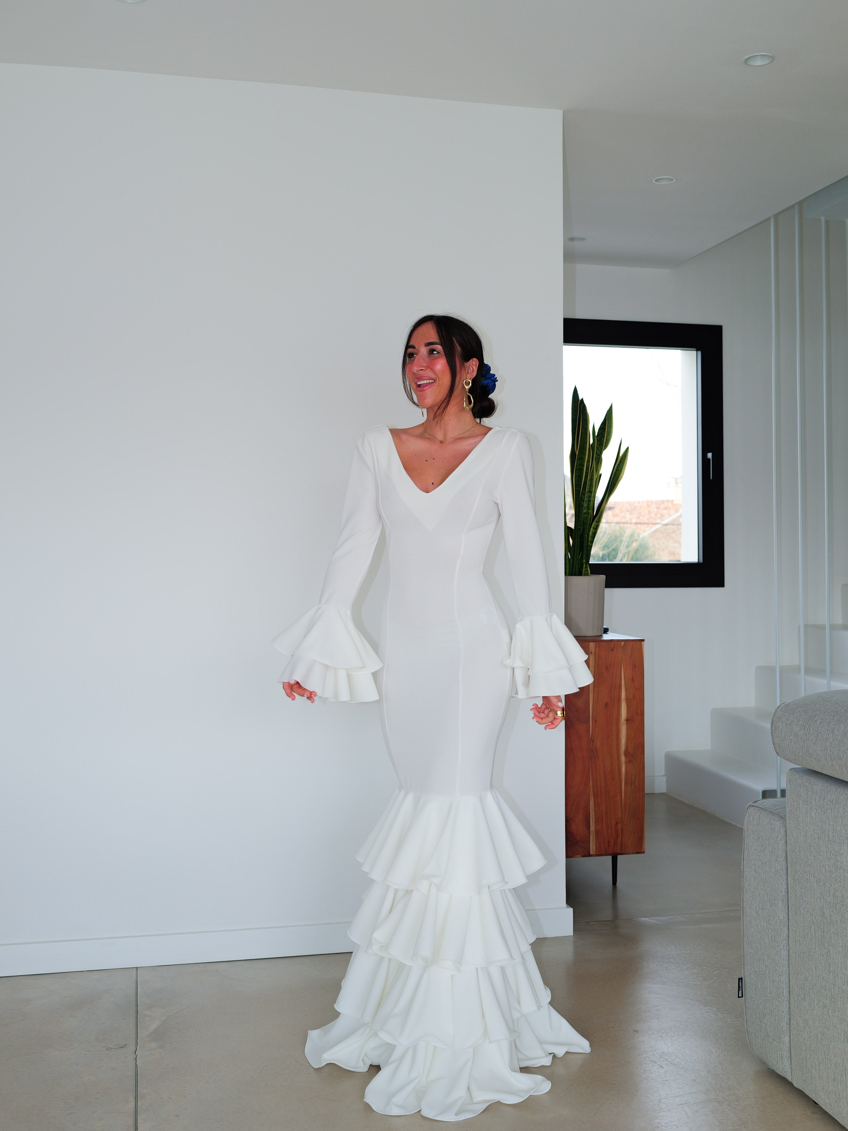 Traje flamenca volantes blanco