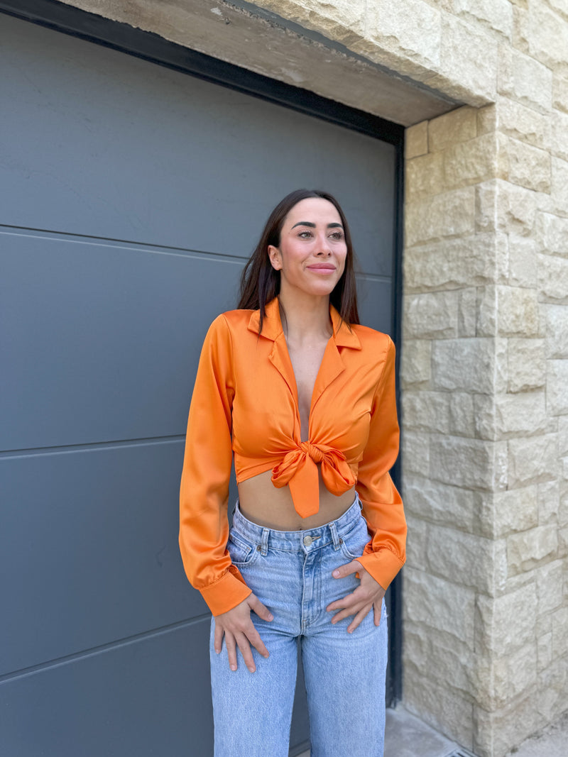 Blusa lazada raso naranja
