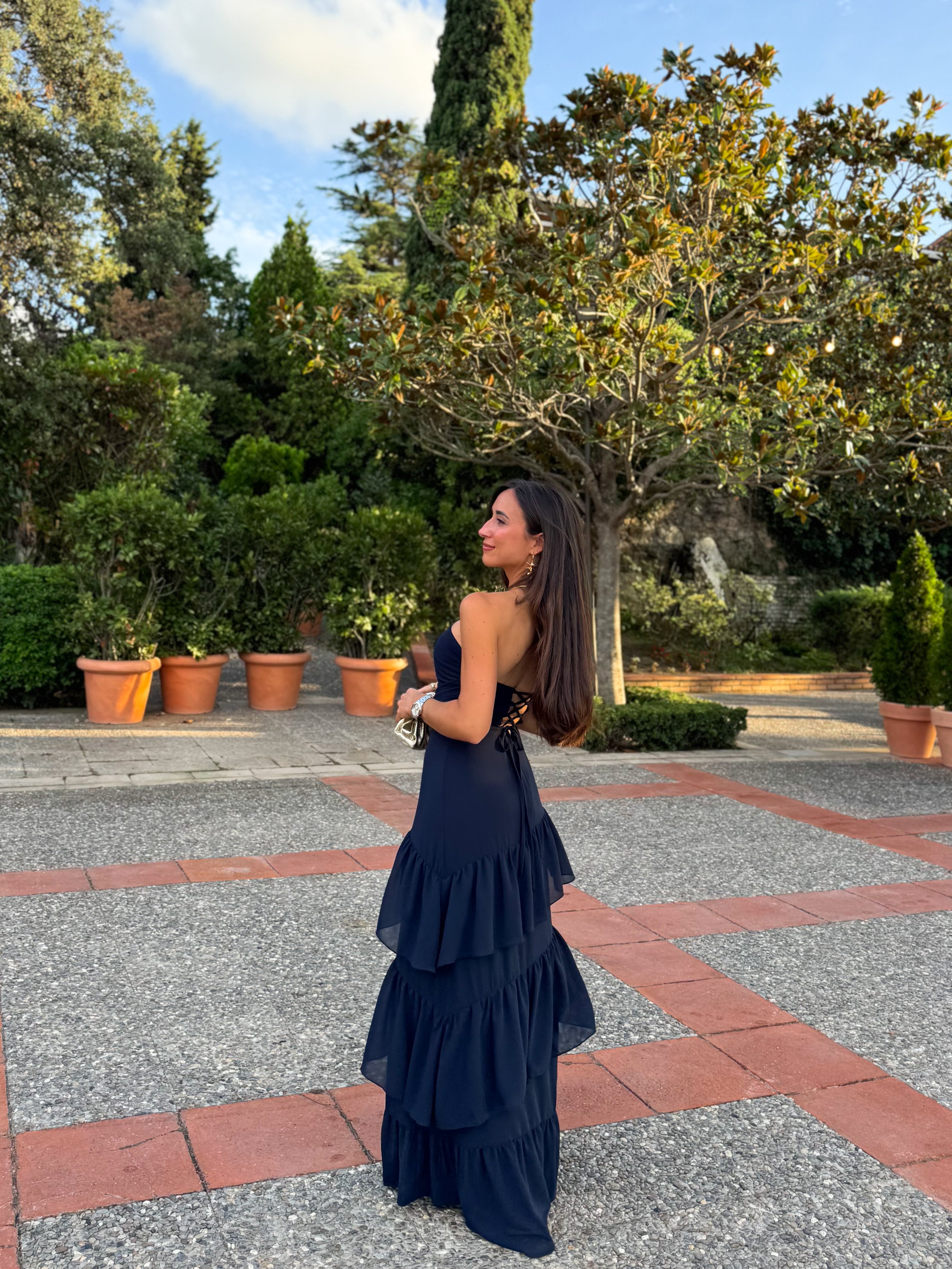 Vestido palabra volantes marino