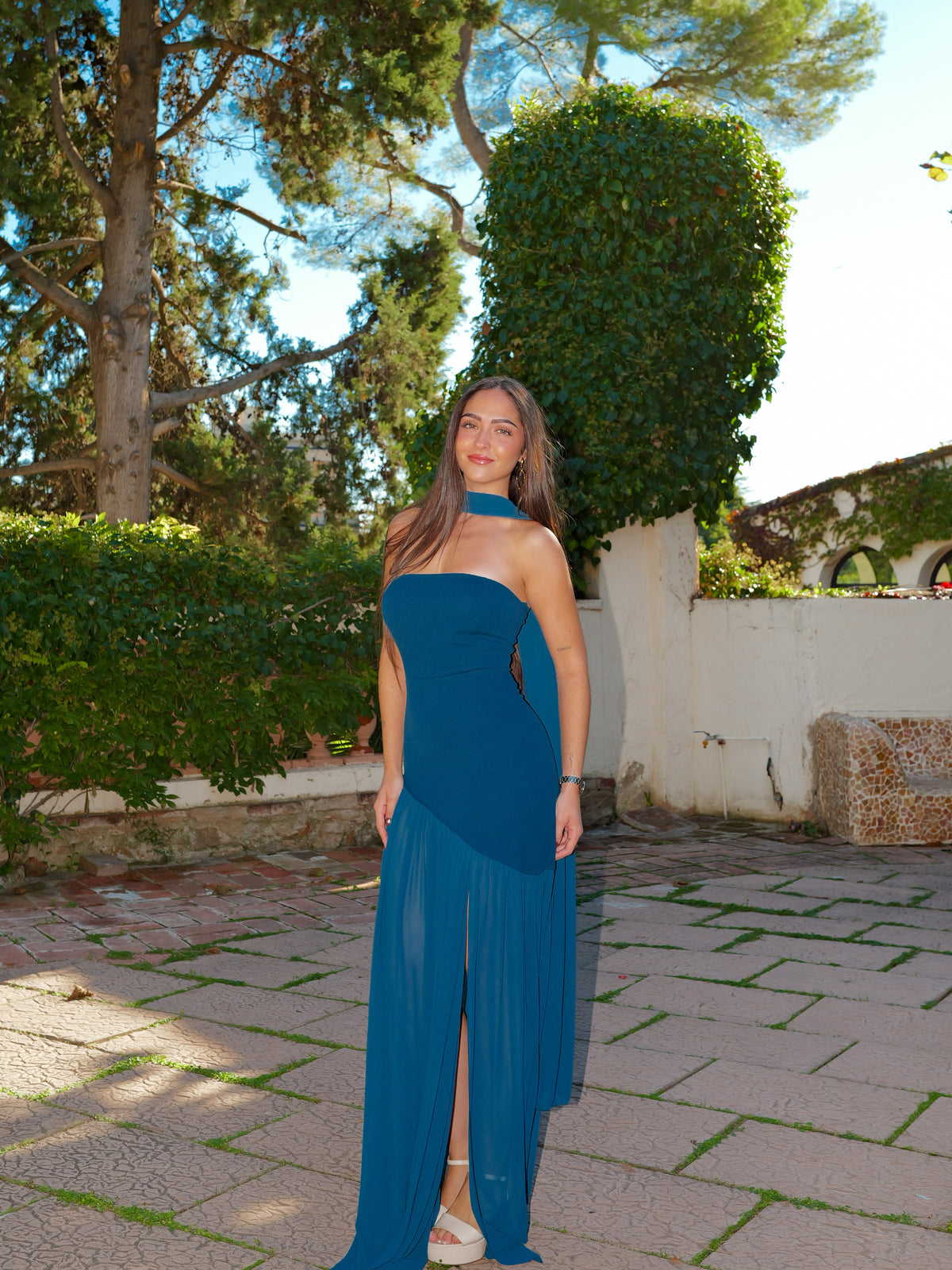 Robe à jupe en tulle couleur pétrole