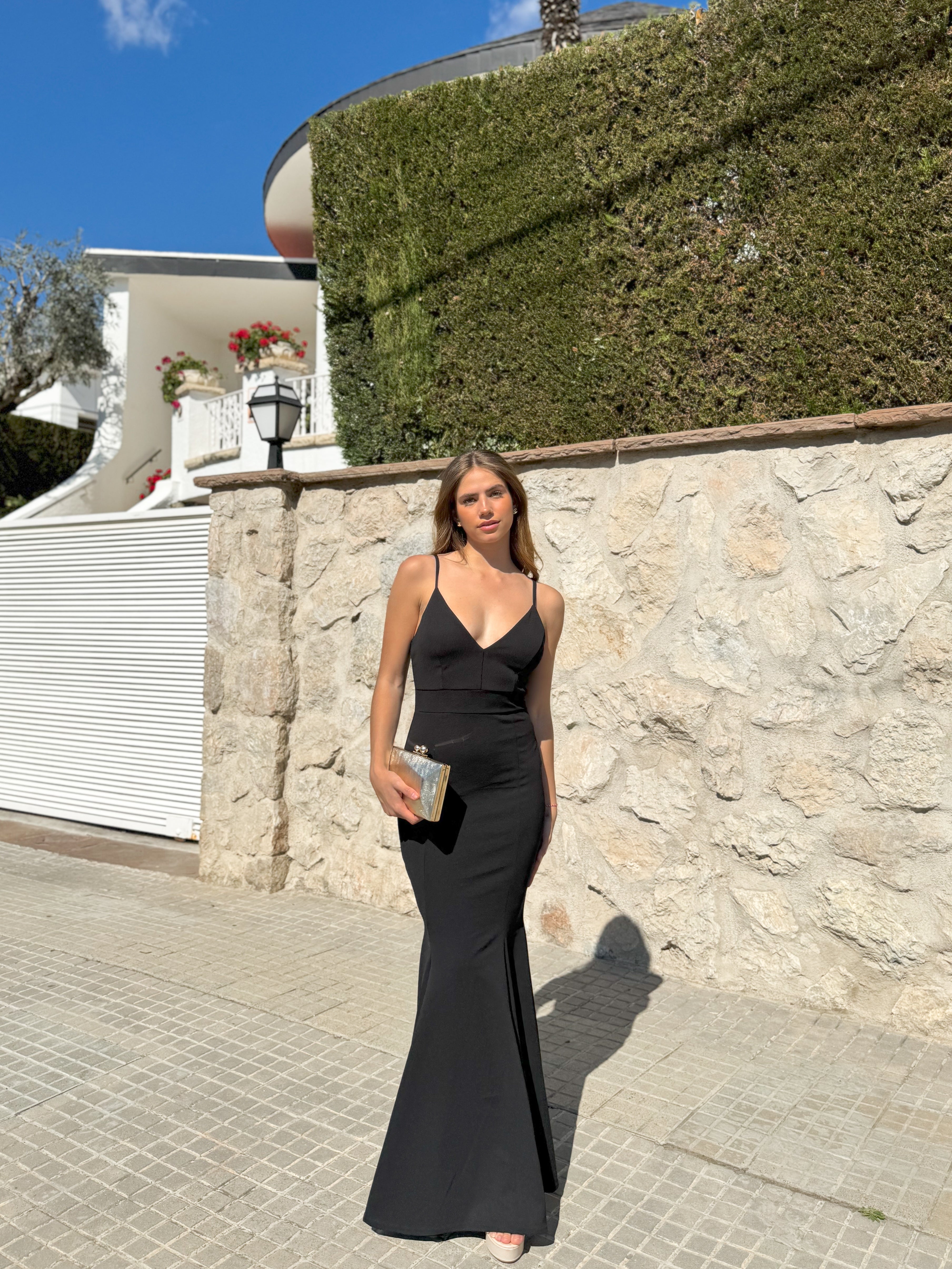 Vestido largo corazon sirena negro