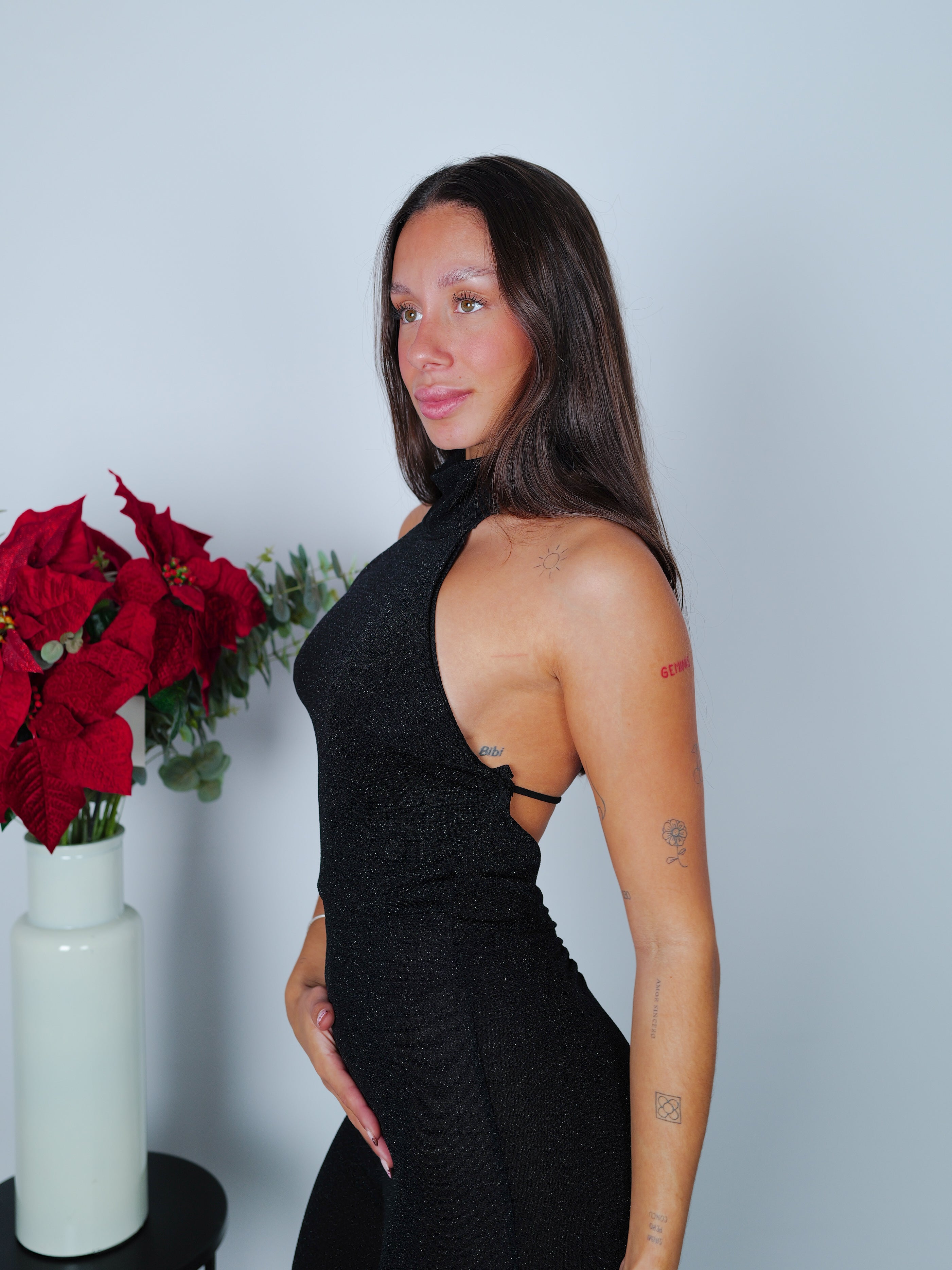 Mono lurex cuello halter negro