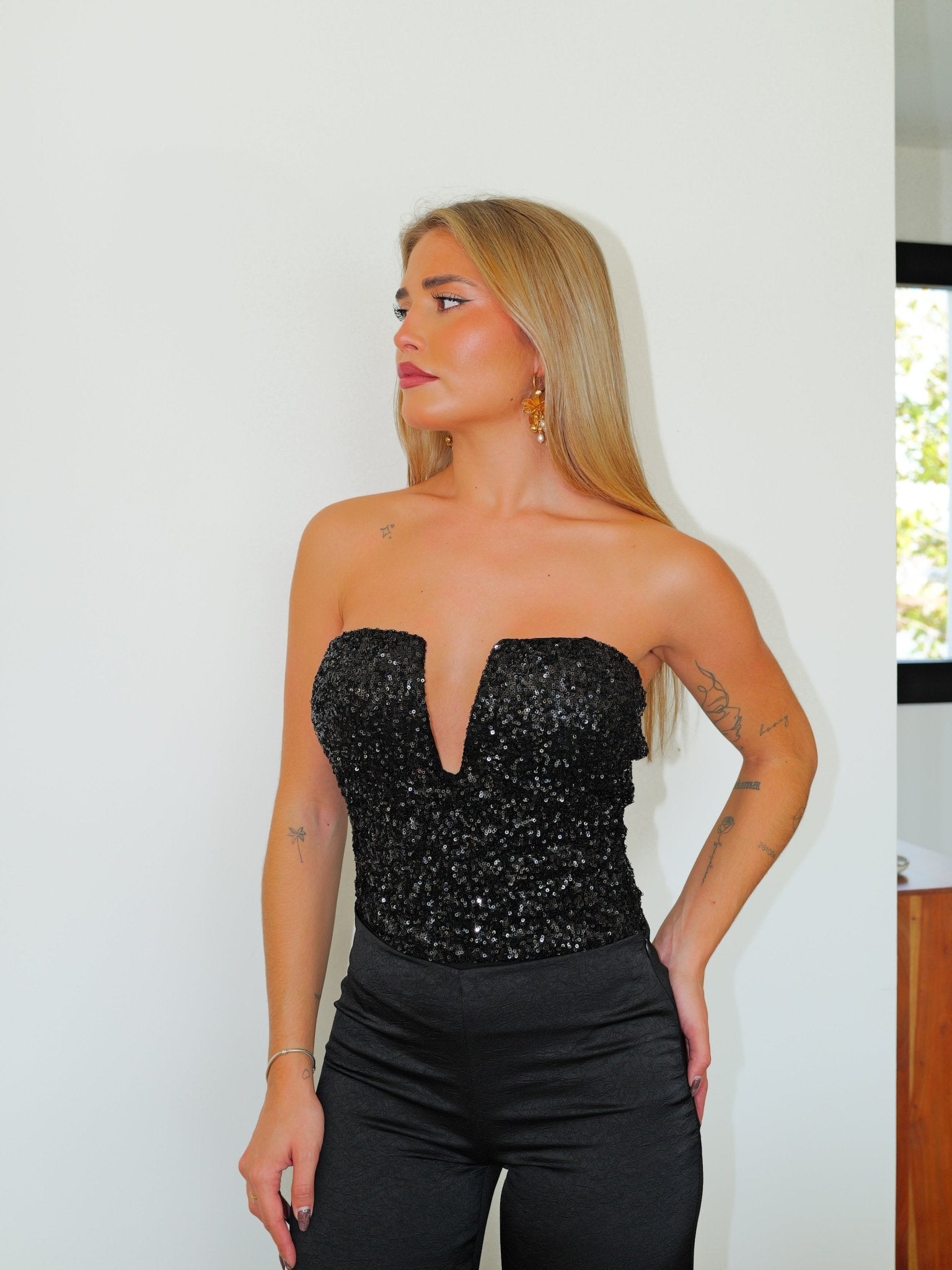 Body palabra pico lentejuelas negro - Sorellas The Brand Barcelona S.L