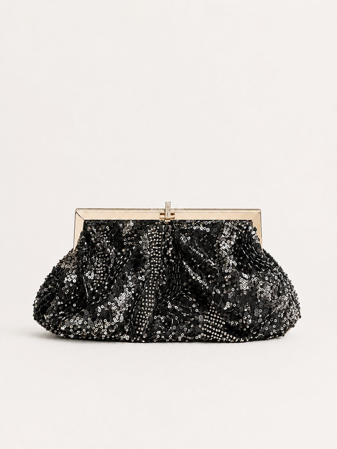 Clutch bombonera lentejuelas negro